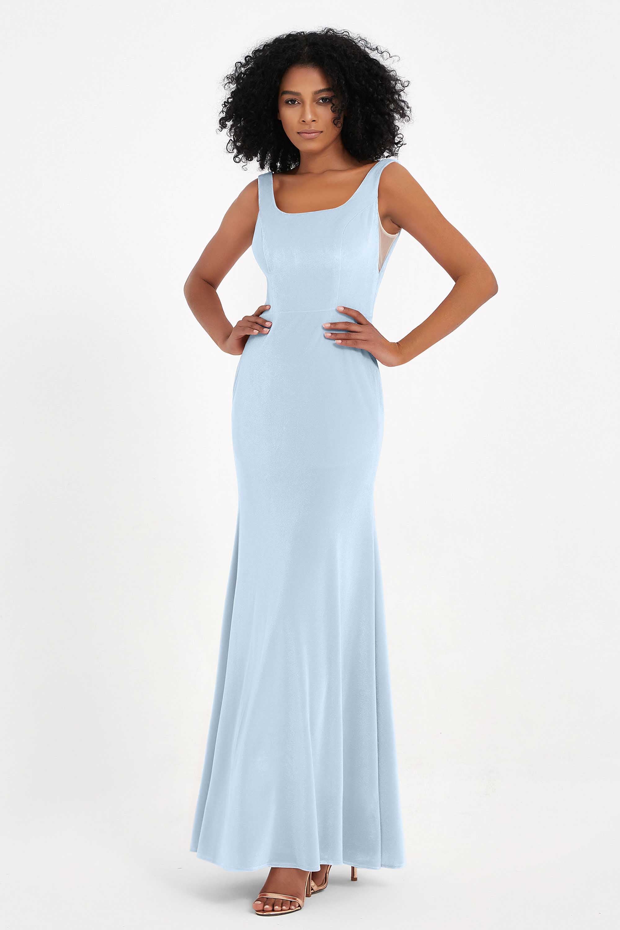 Scoop Sleeveless Velvet Long Formal Evening Dresses Sheath Bridesmaid Prom Party Gowns