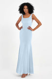 Scoop Sleeveless Velvet Long Formal Evening Dresses Sheath Bridesmaid Prom Party Gowns