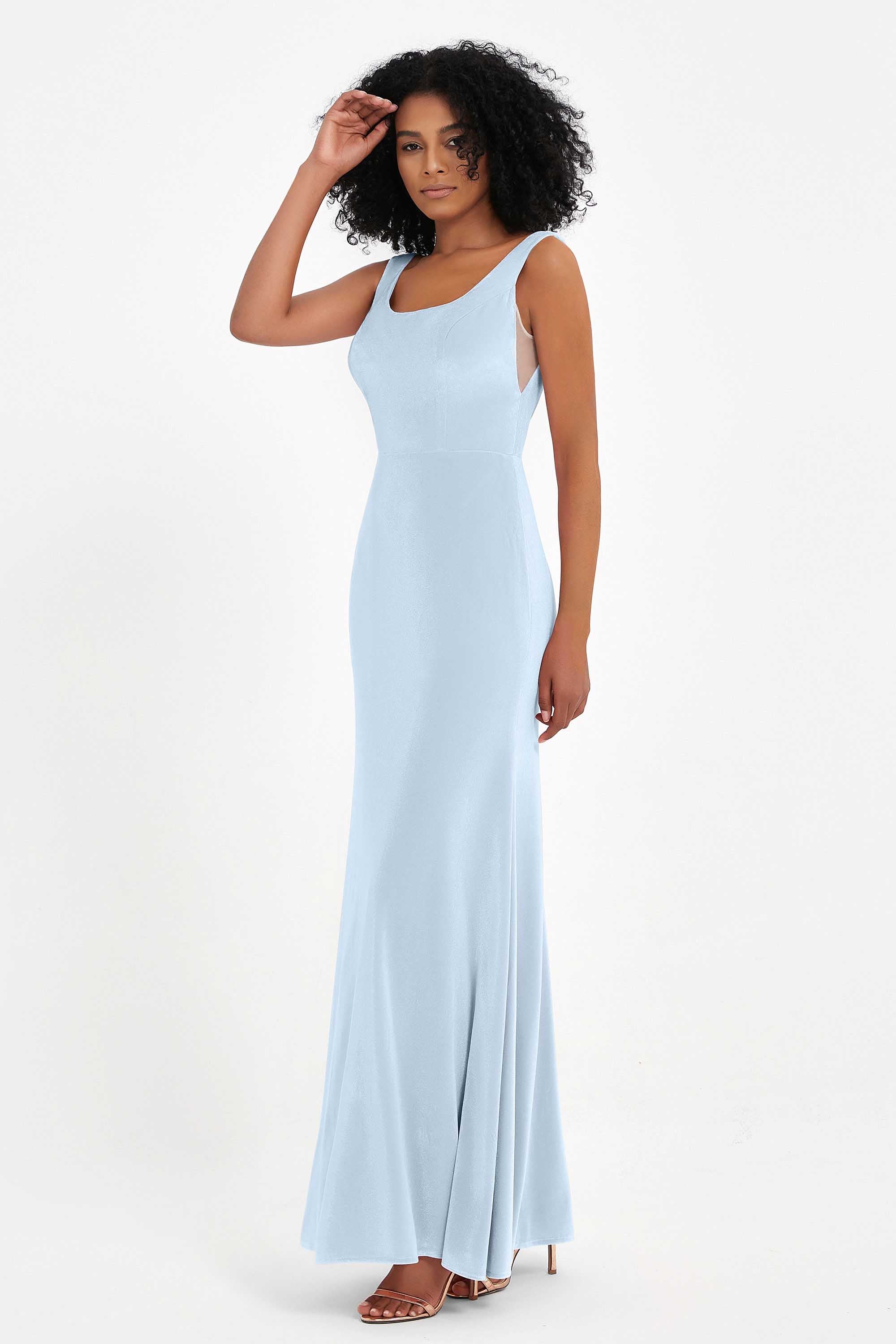 Scoop Sleeveless Velvet Long Formal Evening Dresses Sheath Bridesmaid Prom Party Gowns