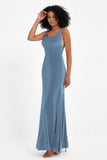 Scoop Sleeveless Velvet Long Formal Evening Dresses Sheath Bridesmaid Prom Party Gowns