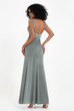 Scoop Sleeveless Velvet Long Formal Evening Dresses Sheath Bridesmaid Prom Party Gowns