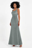 Scoop Sleeveless Velvet Long Formal Evening Dresses Sheath Bridesmaid Prom Party Gowns