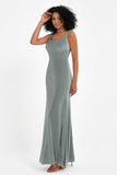 Scoop Sleeveless Velvet Long Formal Evening Dresses Sheath Bridesmaid Prom Party Gowns