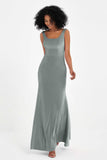 Scoop Sleeveless Velvet Long Formal Evening Dresses Sheath Bridesmaid Prom Party Gowns