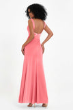 Scoop Sleeveless Velvet Long Formal Evening Dresses Sheath Bridesmaid Prom Party Gowns