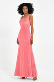 Scoop Sleeveless Velvet Long Formal Evening Dresses Sheath Bridesmaid Prom Party Gowns