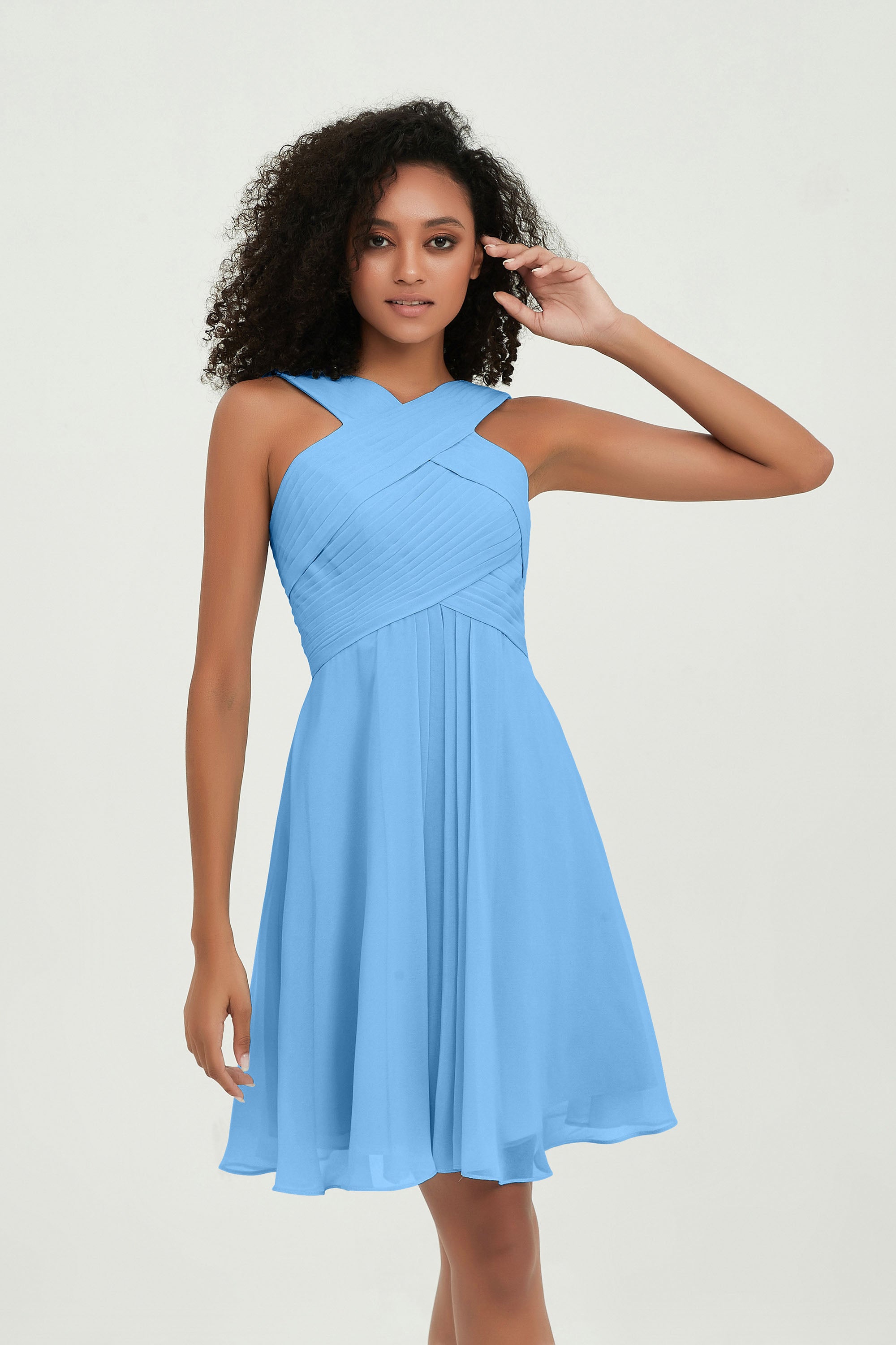 Empire Chiffon Knee Length Junior Bridesmaid Dress Wedding Prom Guest Dresses Gowns