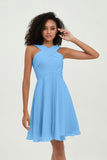 Empire Chiffon Knee Length Junior Bridesmaid Dress Wedding Prom Guest Dresses Gowns