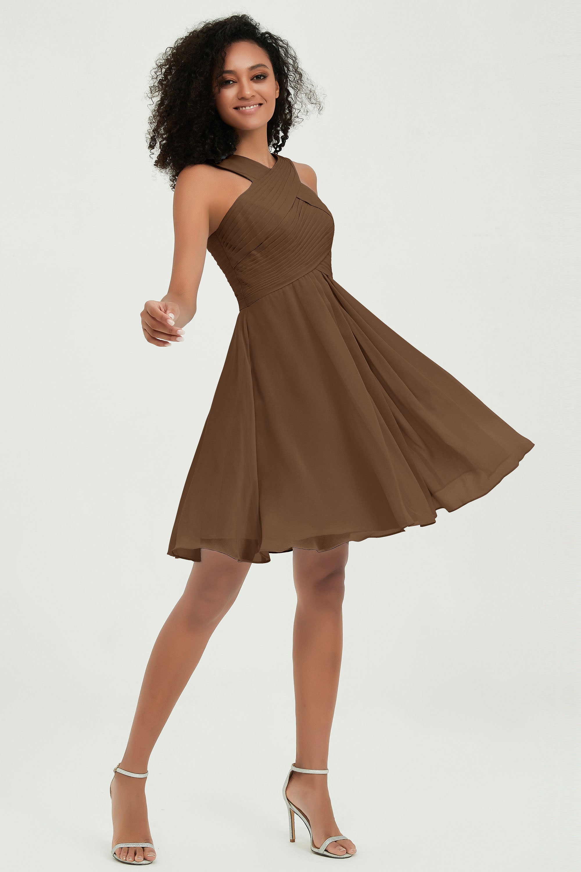 Empire Chiffon Knee Length Junior Bridesmaid Dress Wedding Prom Guest Dresses Gowns