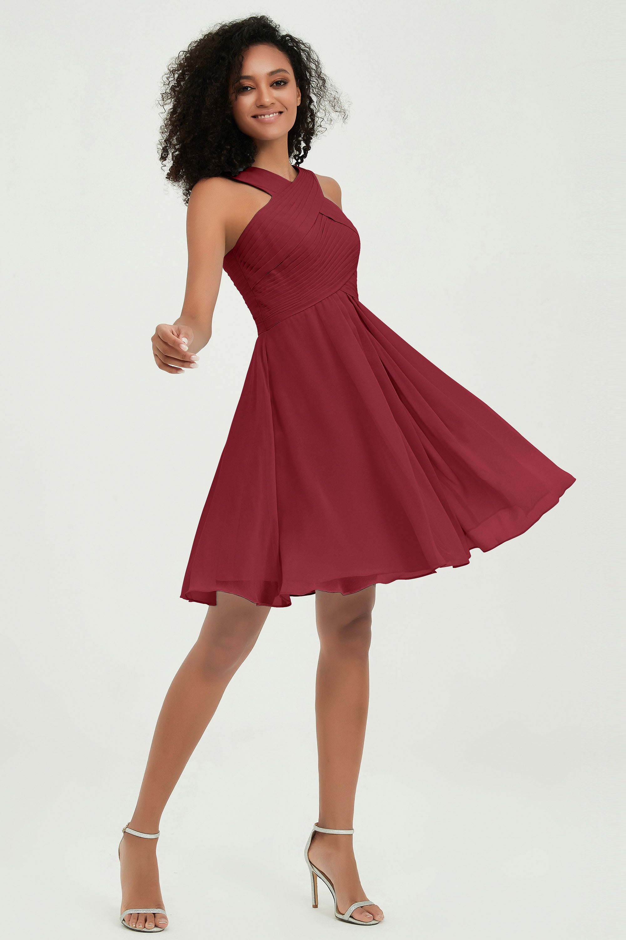 Empire Chiffon Knee Length Junior Bridesmaid Dress Wedding Prom Guest Dresses Gowns