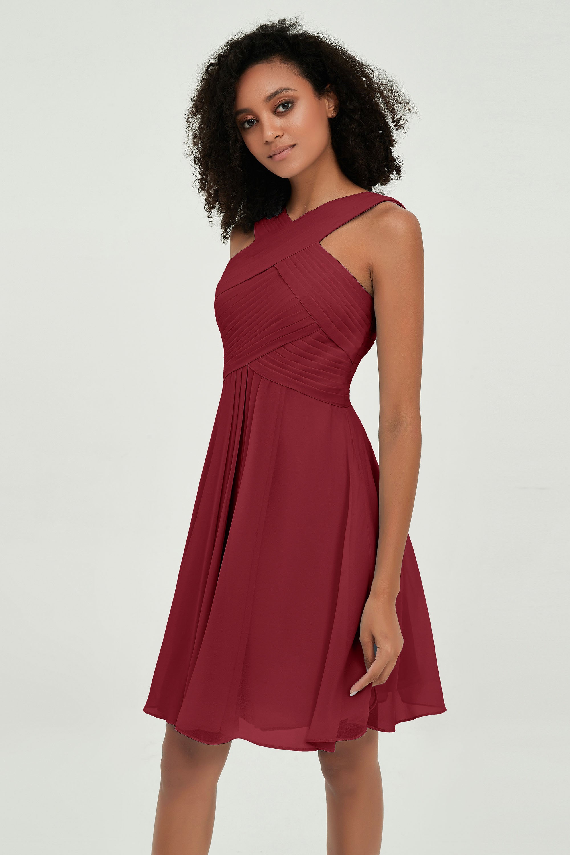Empire Chiffon Knee Length Junior Bridesmaid Dress Wedding Prom Guest Dresses Gowns