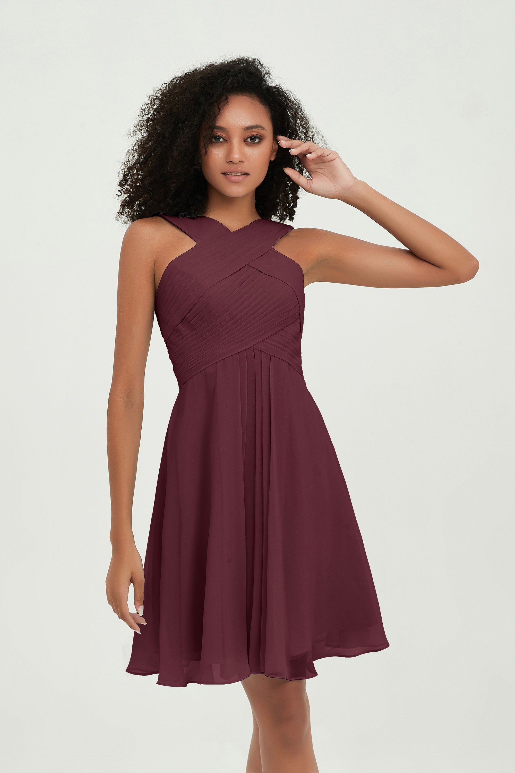 Empire Chiffon Knee Length Junior Bridesmaid Dress Wedding Prom Guest Dresses Gowns