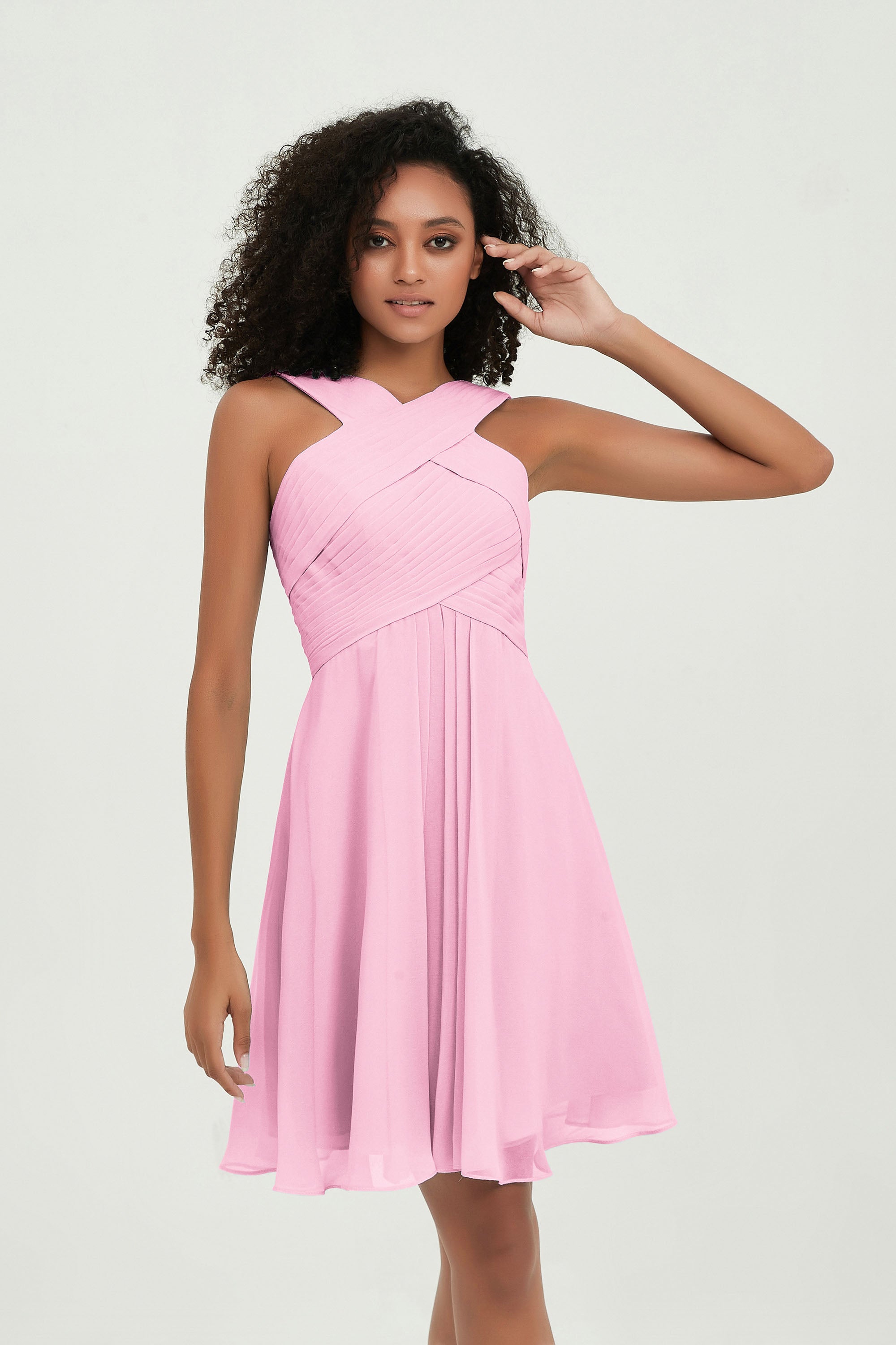Empire Chiffon Knee Length Junior Bridesmaid Dress Wedding Prom Guest Dresses Gowns