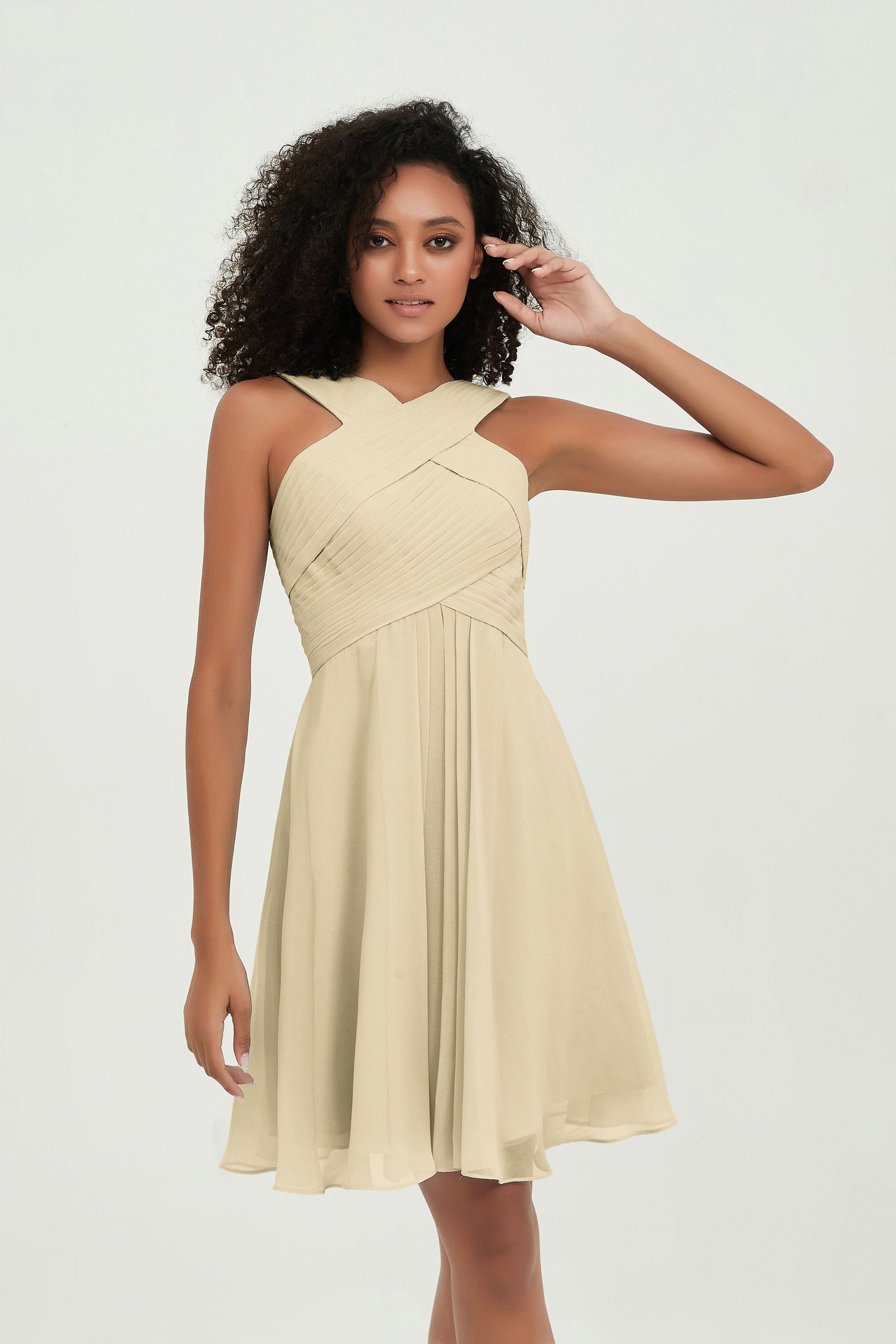 Empire Chiffon Knee Length Junior Bridesmaid Dress Wedding Prom Guest Dresses Gowns