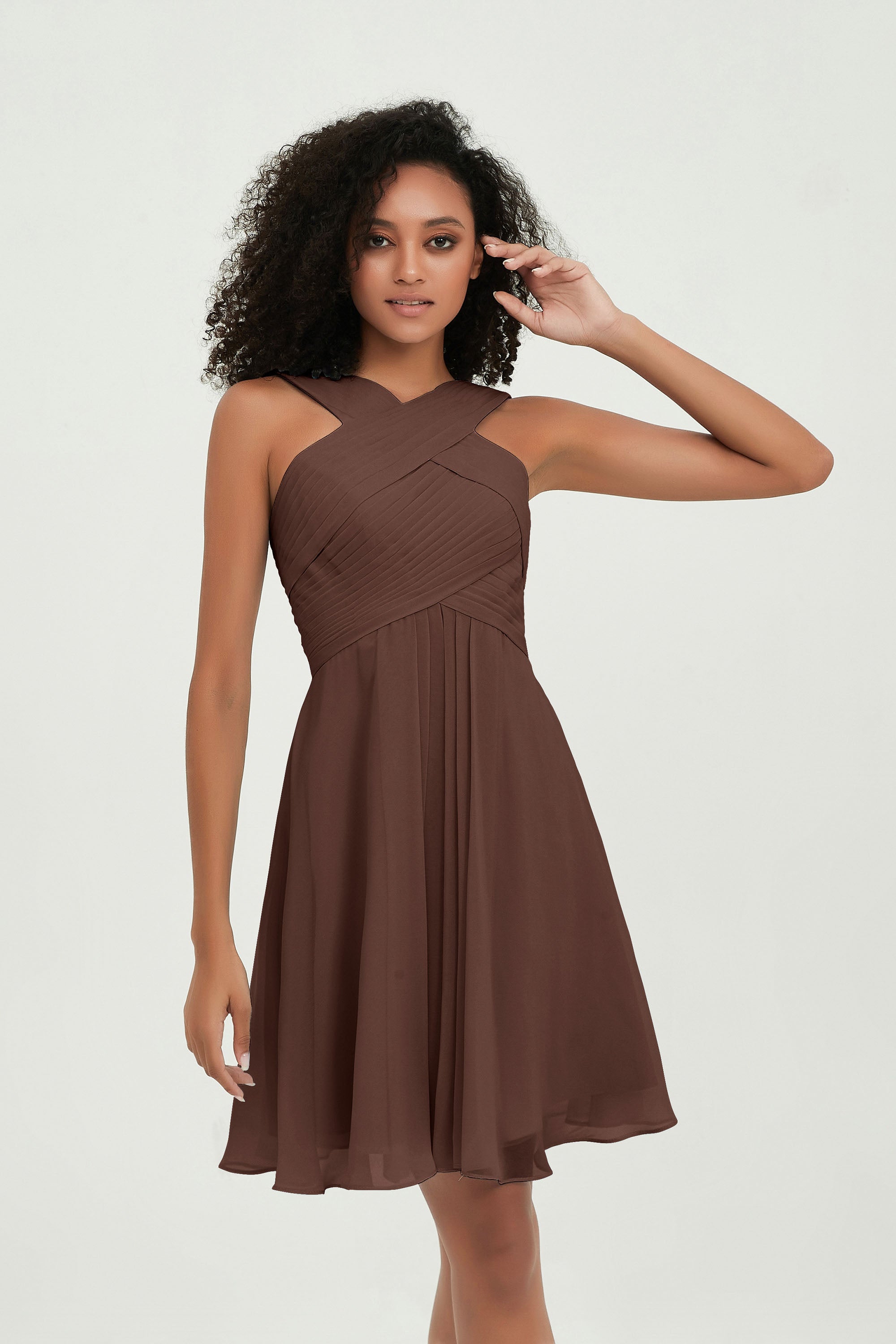 Empire Chiffon Knee Length Junior Bridesmaid Dress Wedding Prom Guest Dresses Gowns