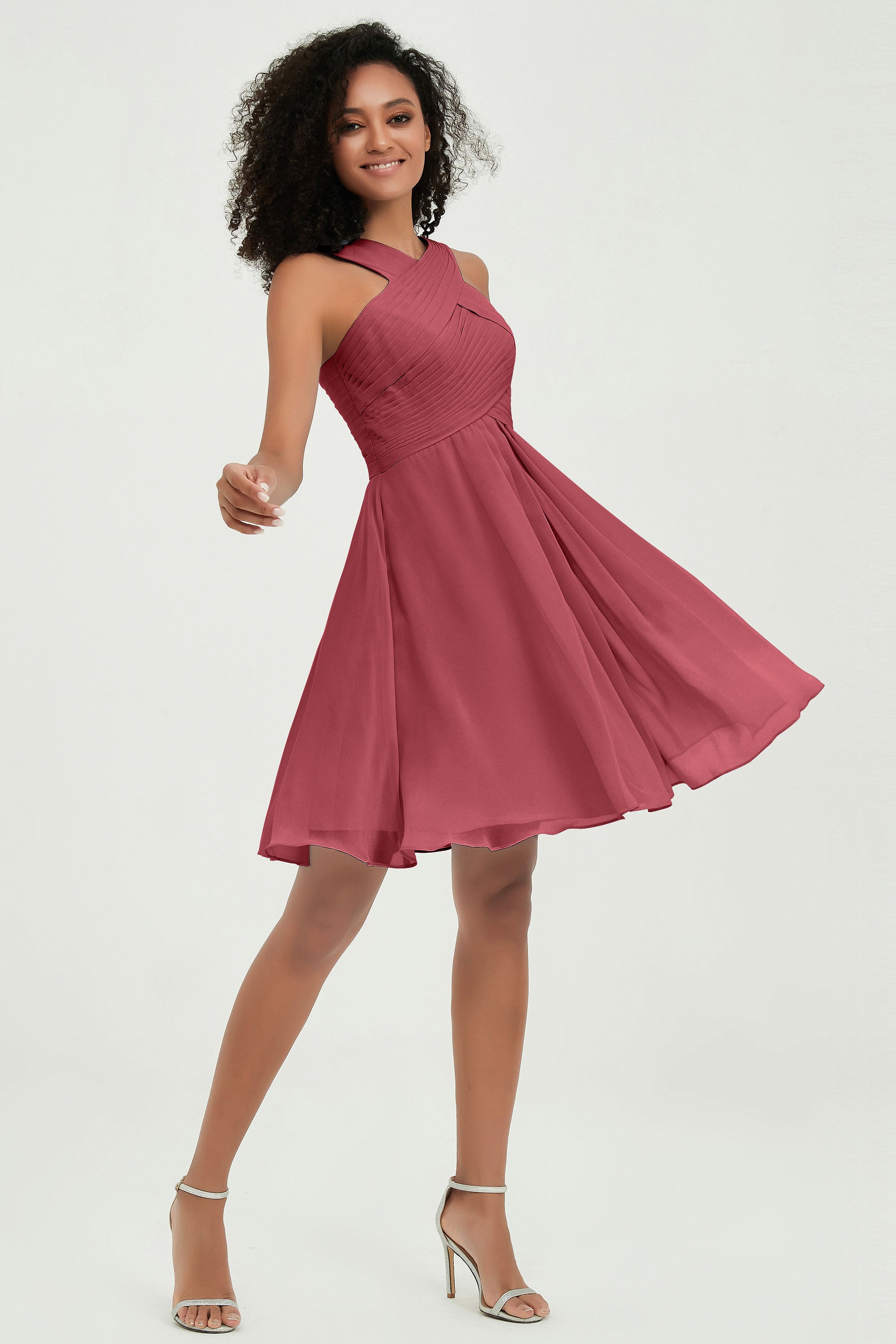 Empire Chiffon Knee Length Junior Bridesmaid Dress Wedding Prom Guest Dresses Gowns