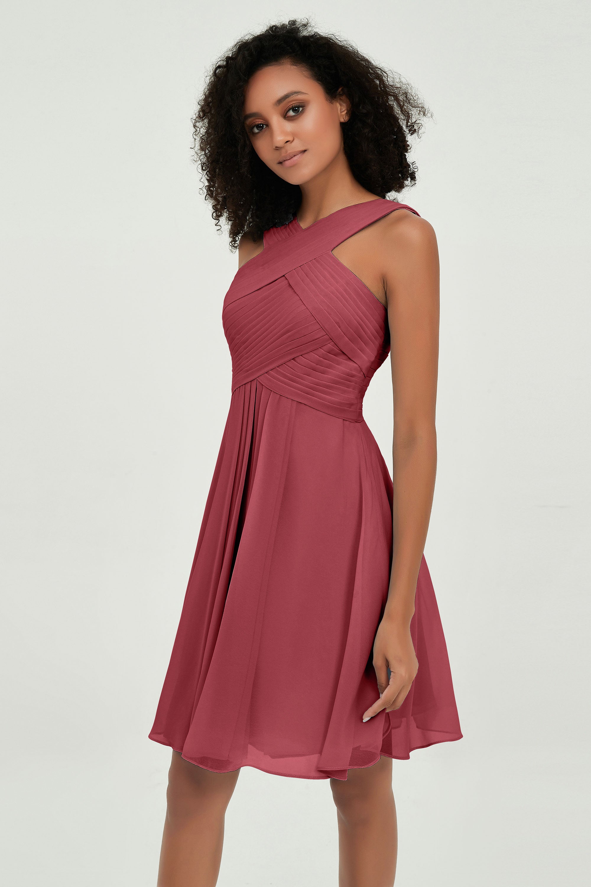 Empire Chiffon Knee Length Junior Bridesmaid Dress Wedding Prom Guest Dresses Gowns