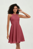 Empire Chiffon Knee Length Junior Bridesmaid Dress Wedding Prom Guest Dresses Gowns