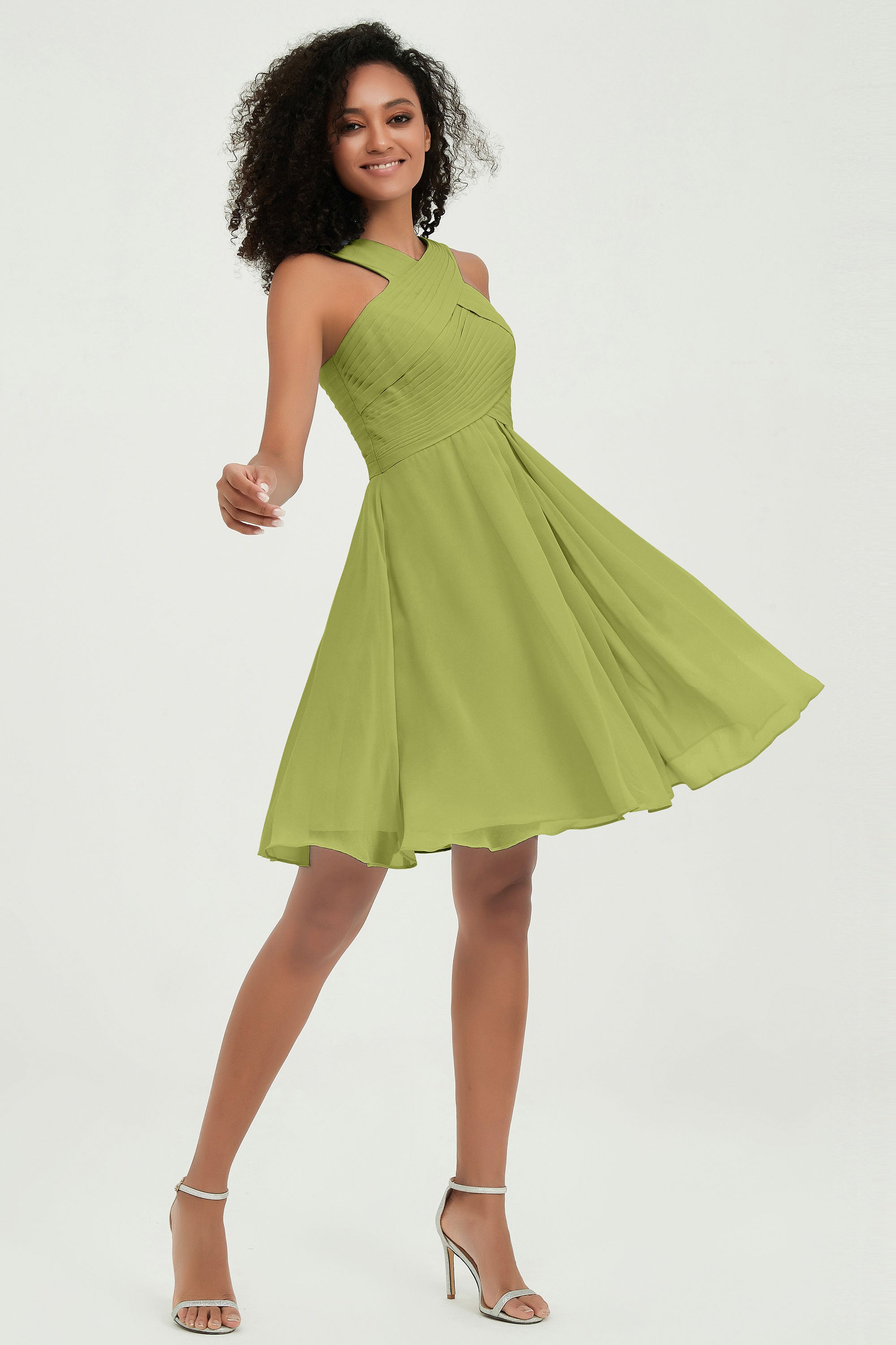Empire Chiffon Knee Length Junior Bridesmaid Dress Wedding Prom Guest Dresses Gowns