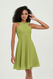 Empire Chiffon Knee Length Junior Bridesmaid Dress Wedding Prom Guest Dresses Gowns