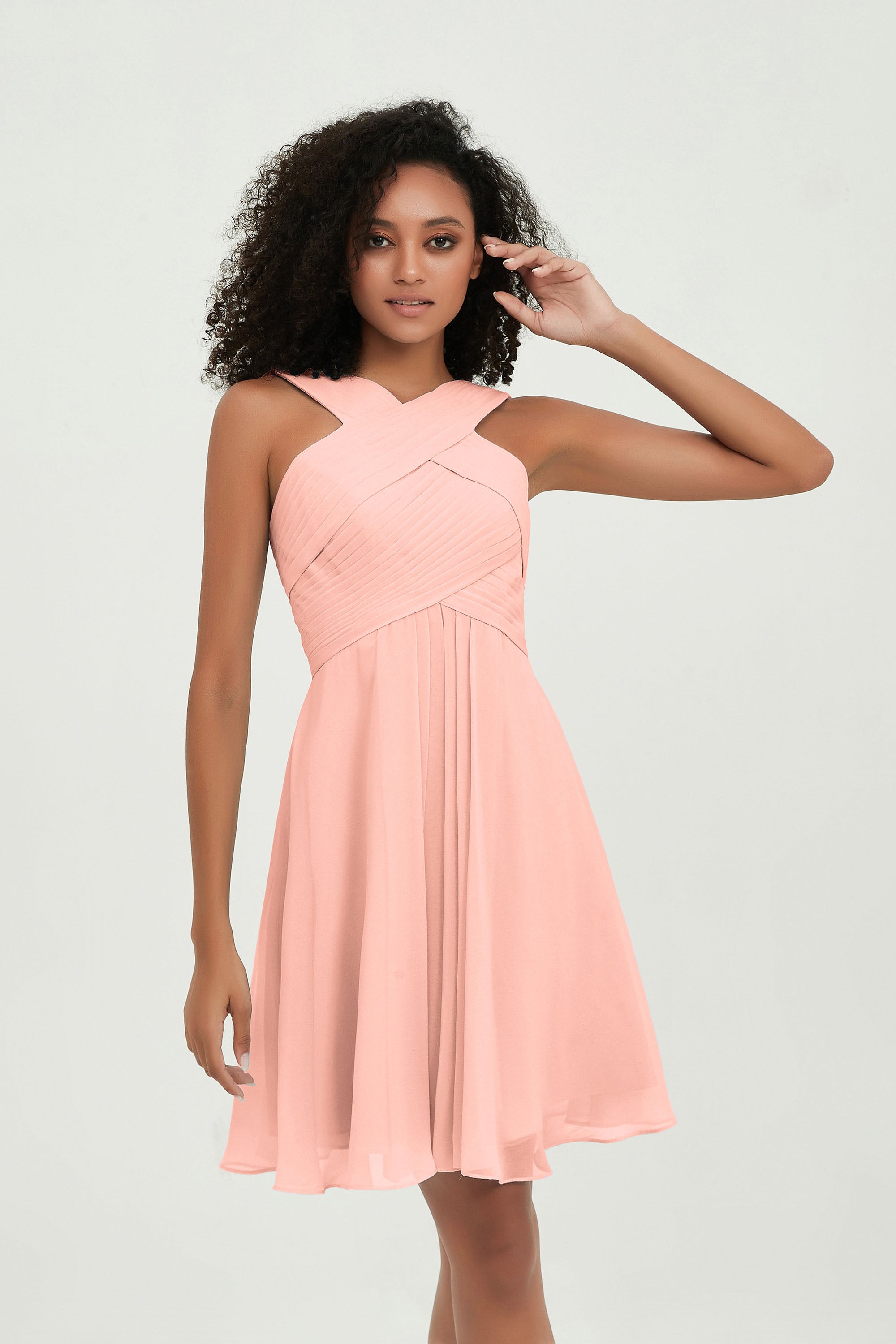 Empire Chiffon Knee Length Junior Bridesmaid Dress Wedding Prom Guest Dresses Gowns