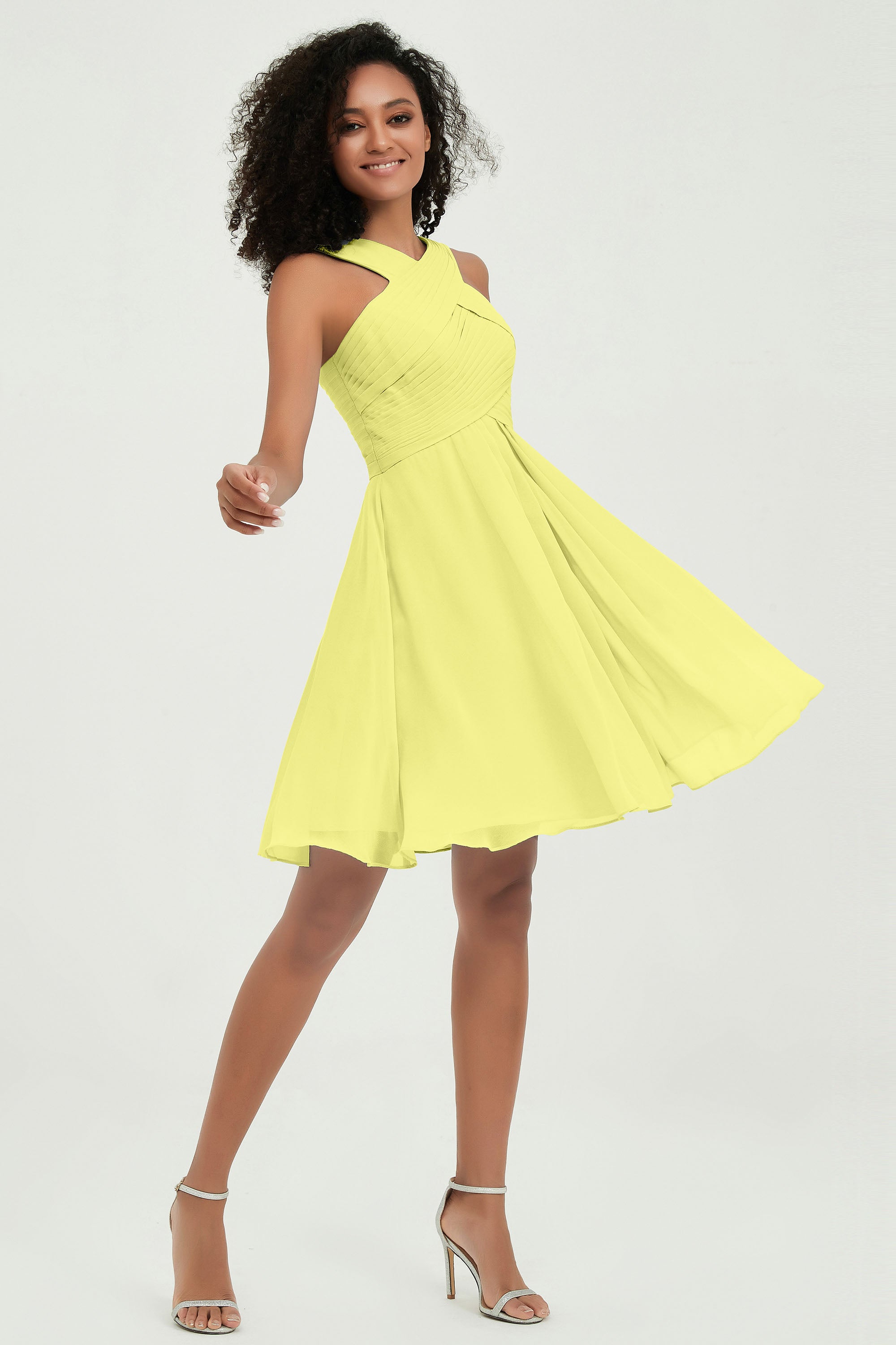 Empire Chiffon Knee Length Junior Bridesmaid Dress Wedding Prom Guest Dresses Gowns