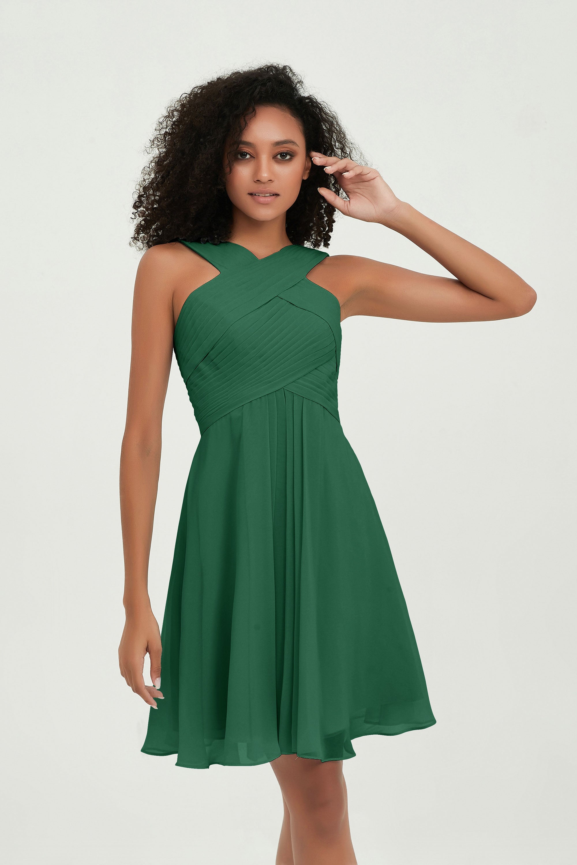 Empire Chiffon Knee Length Junior Bridesmaid Dress Wedding Prom Guest Dresses Gowns