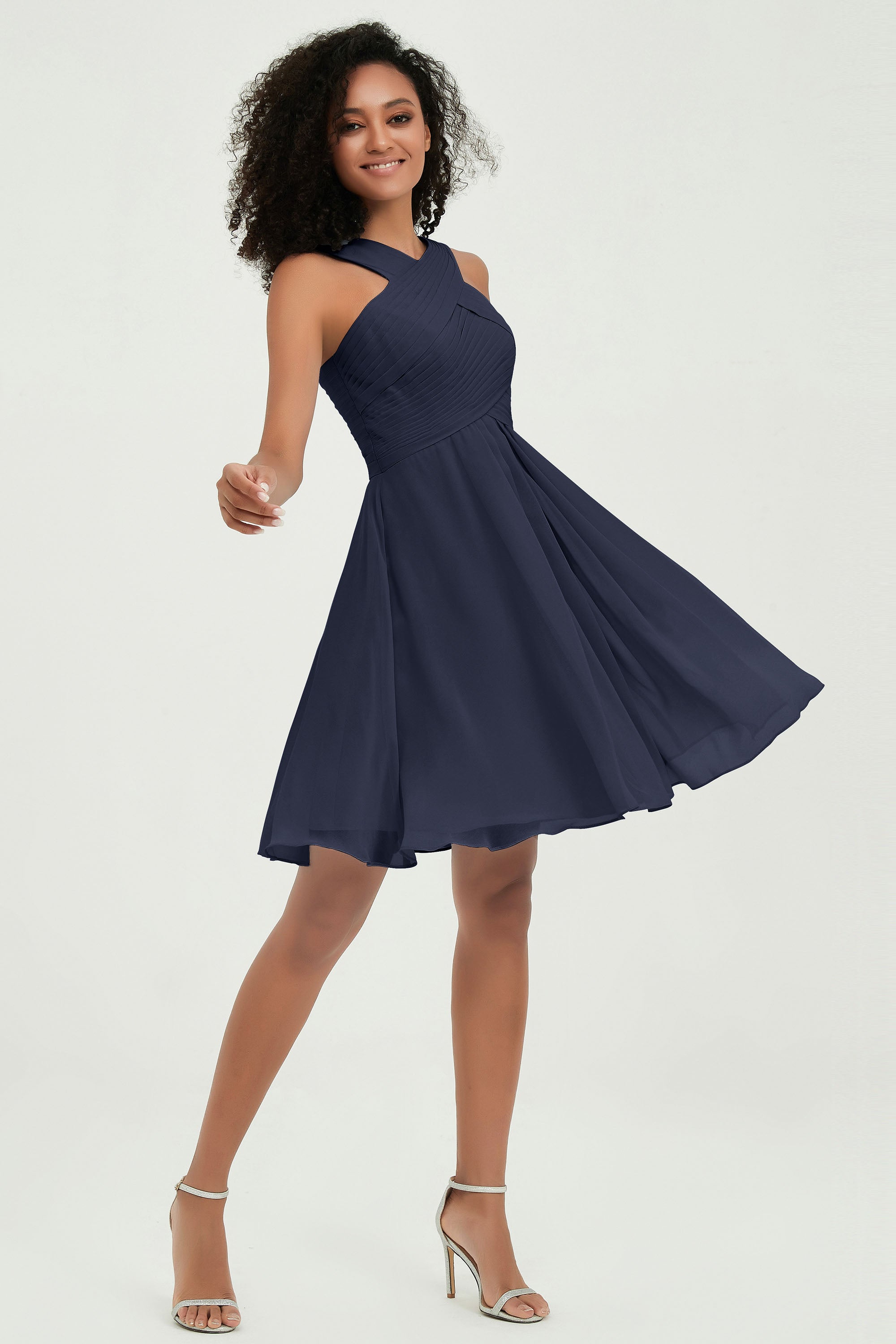 Empire Chiffon Knee Length Junior Bridesmaid Dress Wedding Prom Guest Dresses Gowns