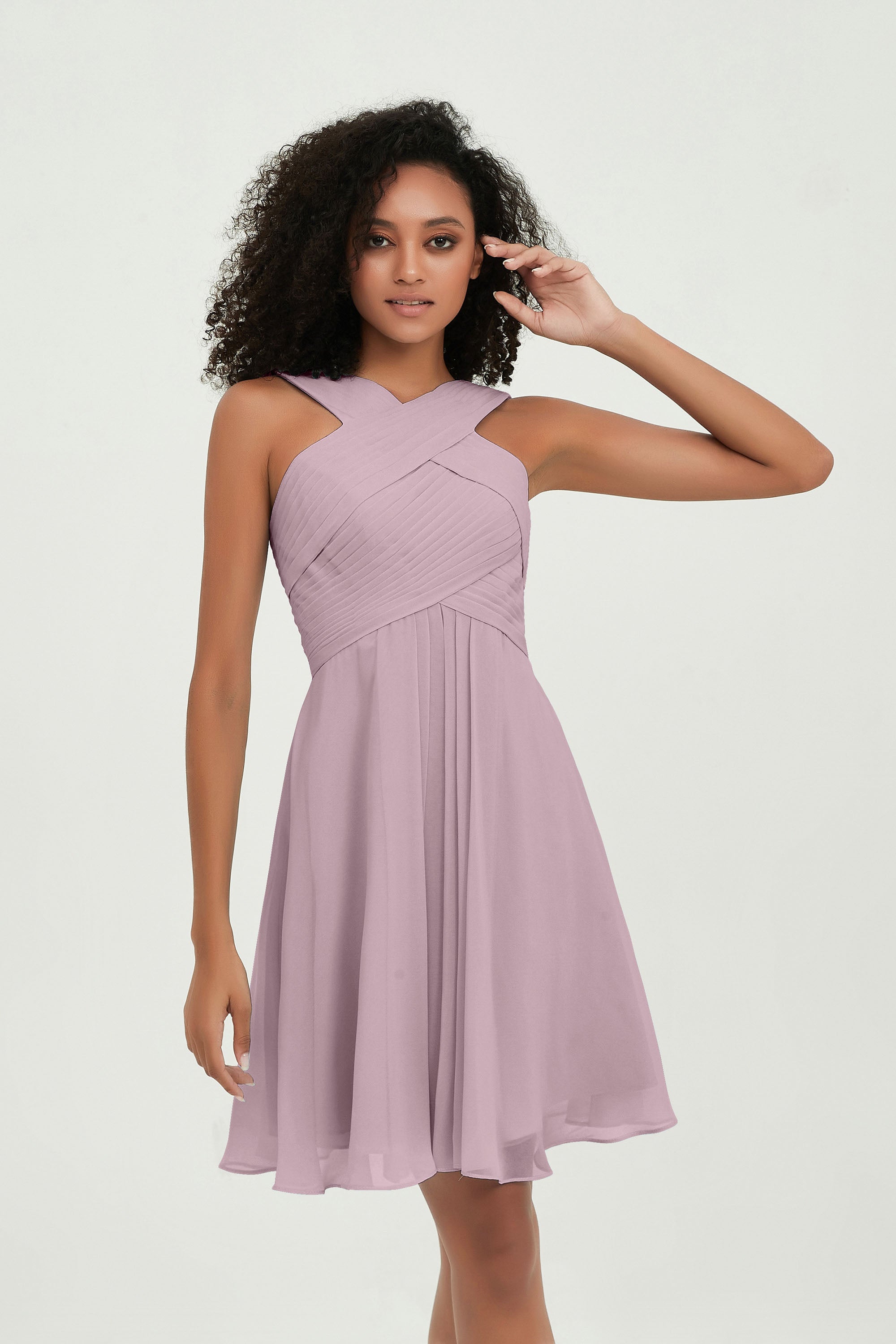 Empire Chiffon Knee Length Junior Bridesmaid Dress Wedding Prom Guest Dresses Gowns