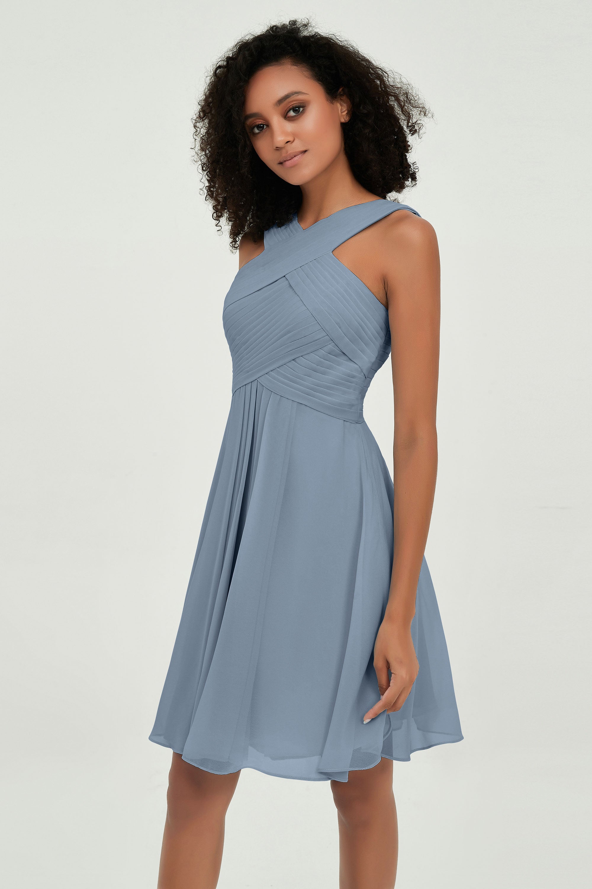 Empire Chiffon Knee Length Junior Bridesmaid Dress Wedding Prom Guest Dresses Gowns