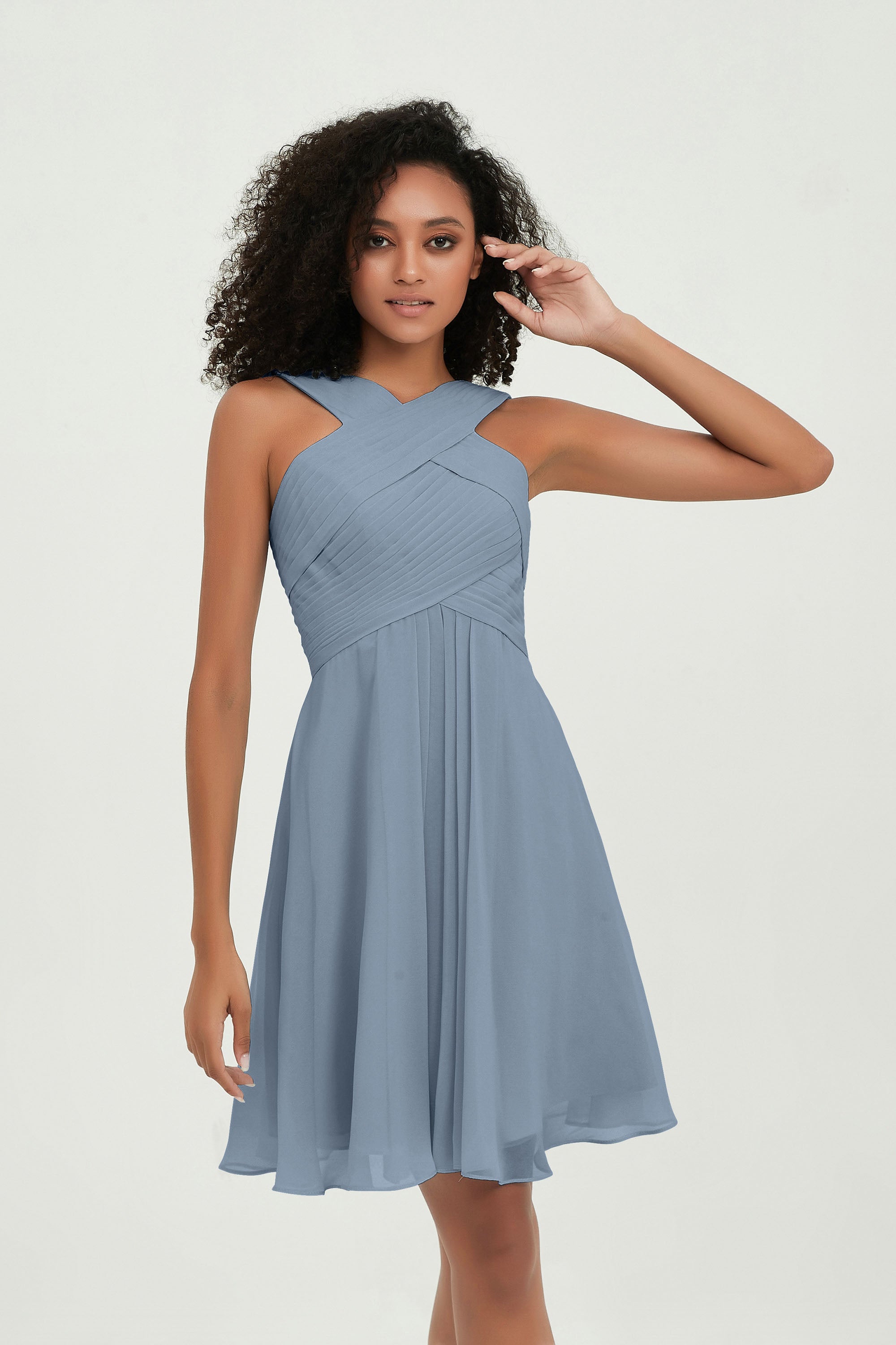 Empire Chiffon Knee Length Junior Bridesmaid Dress Wedding Prom Guest Dresses Gowns
