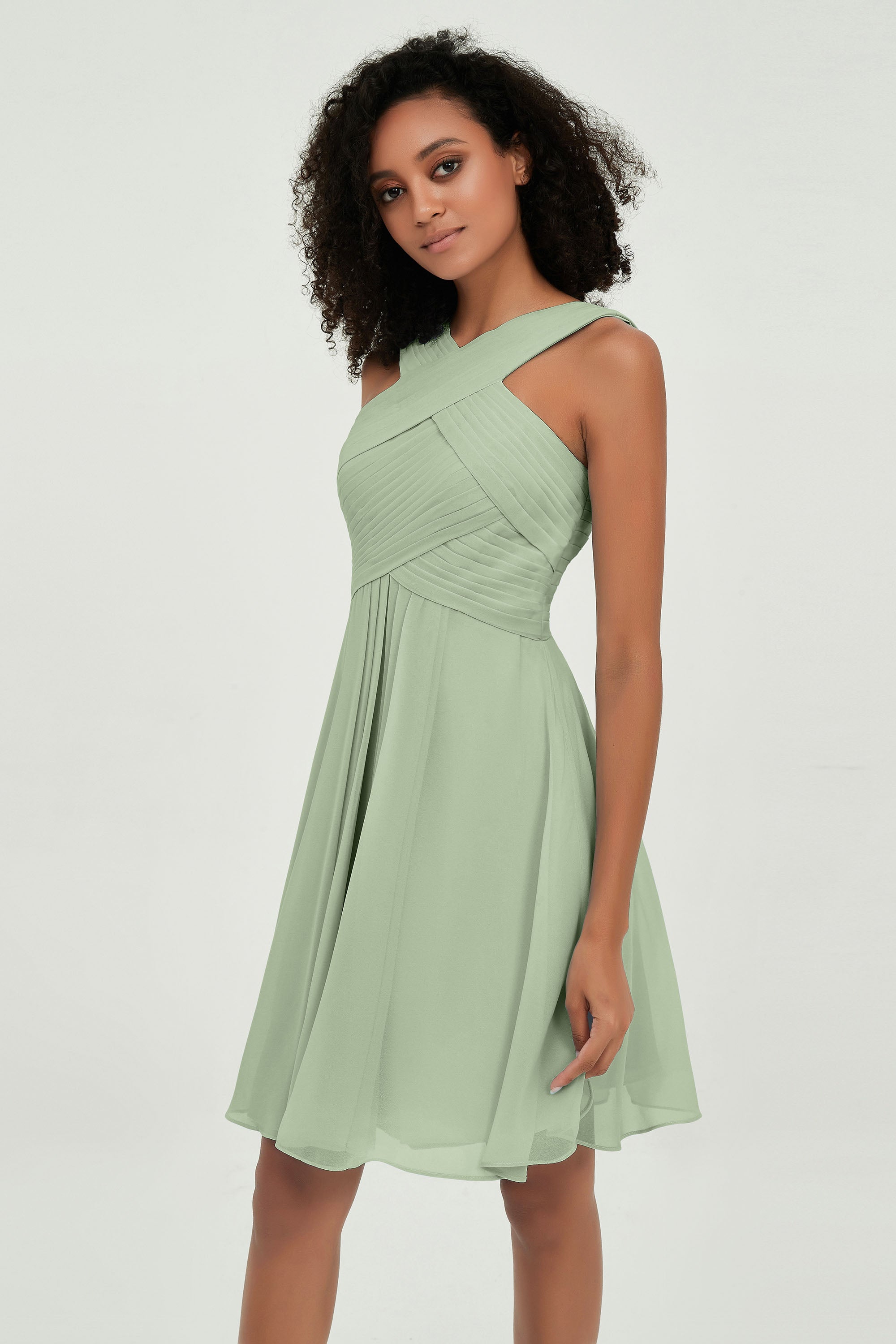 Empire Chiffon Knee Length Junior Bridesmaid Dress Wedding Prom Guest Dresses Gowns