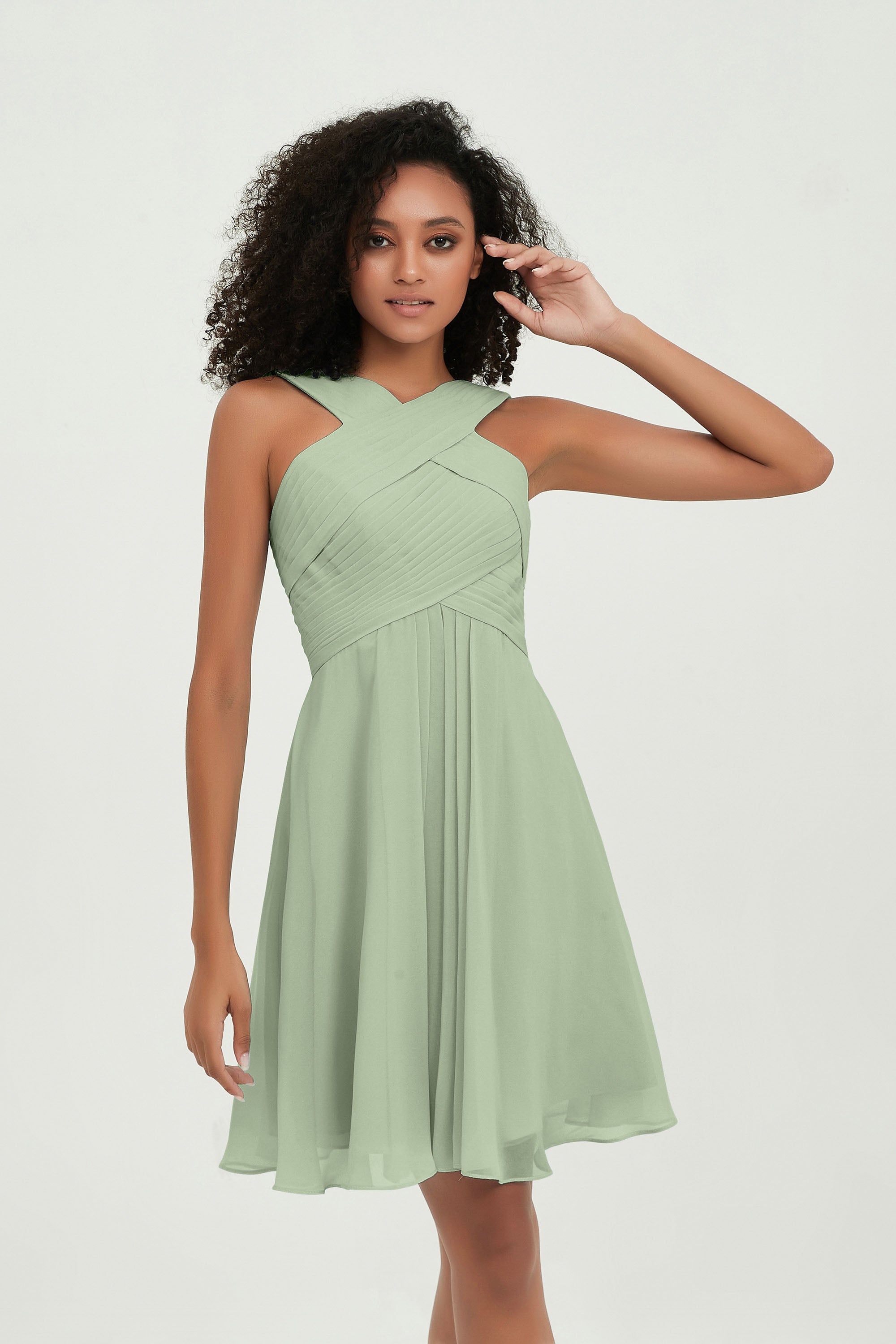 Empire Chiffon Knee Length Junior Bridesmaid Dress Wedding Prom Guest Dresses Gowns