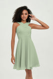 Empire Chiffon Knee Length Junior Bridesmaid Dress Wedding Prom Guest Dresses Gowns