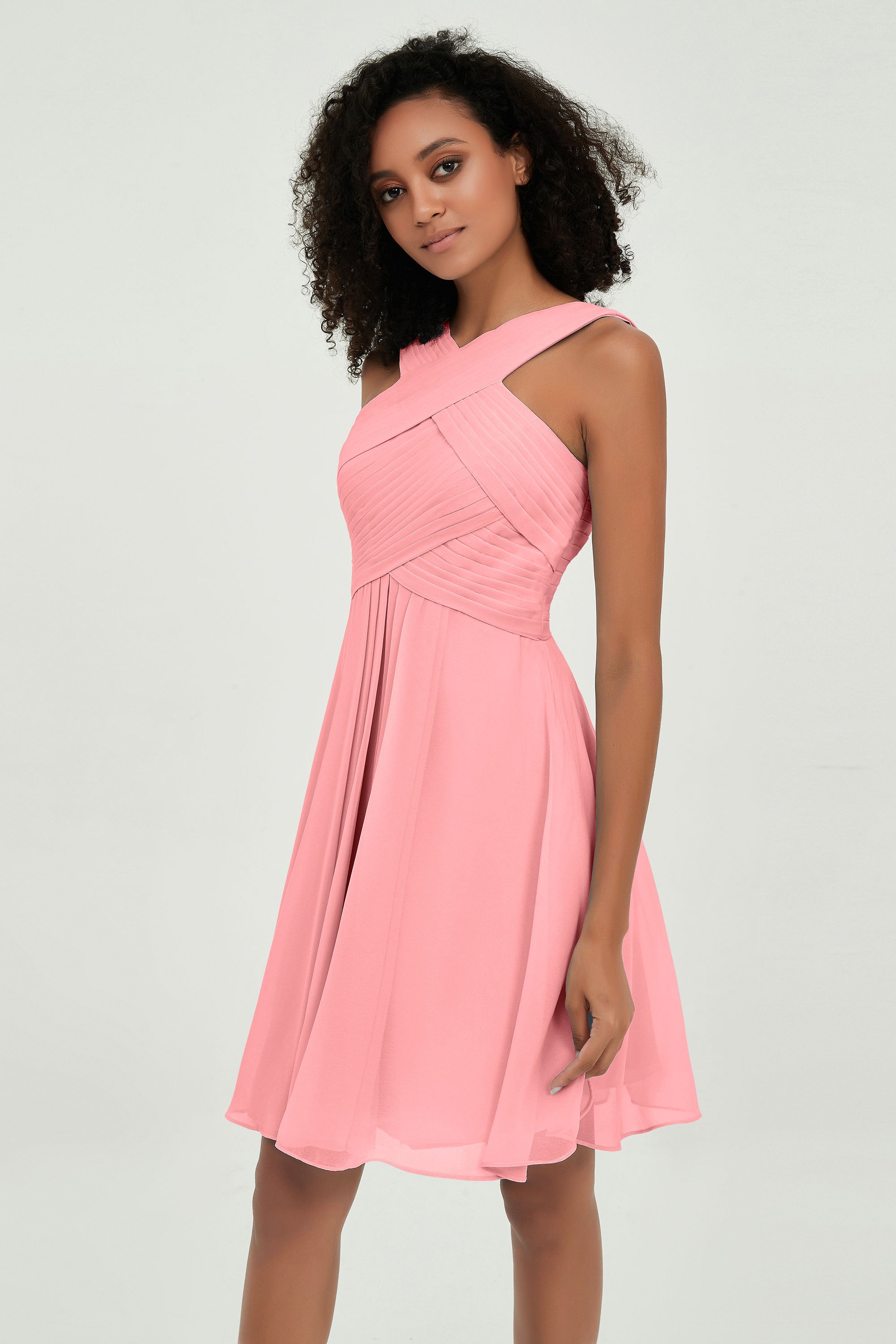Empire Chiffon Knee Length Junior Bridesmaid Dress Wedding Prom Guest Dresses Gowns