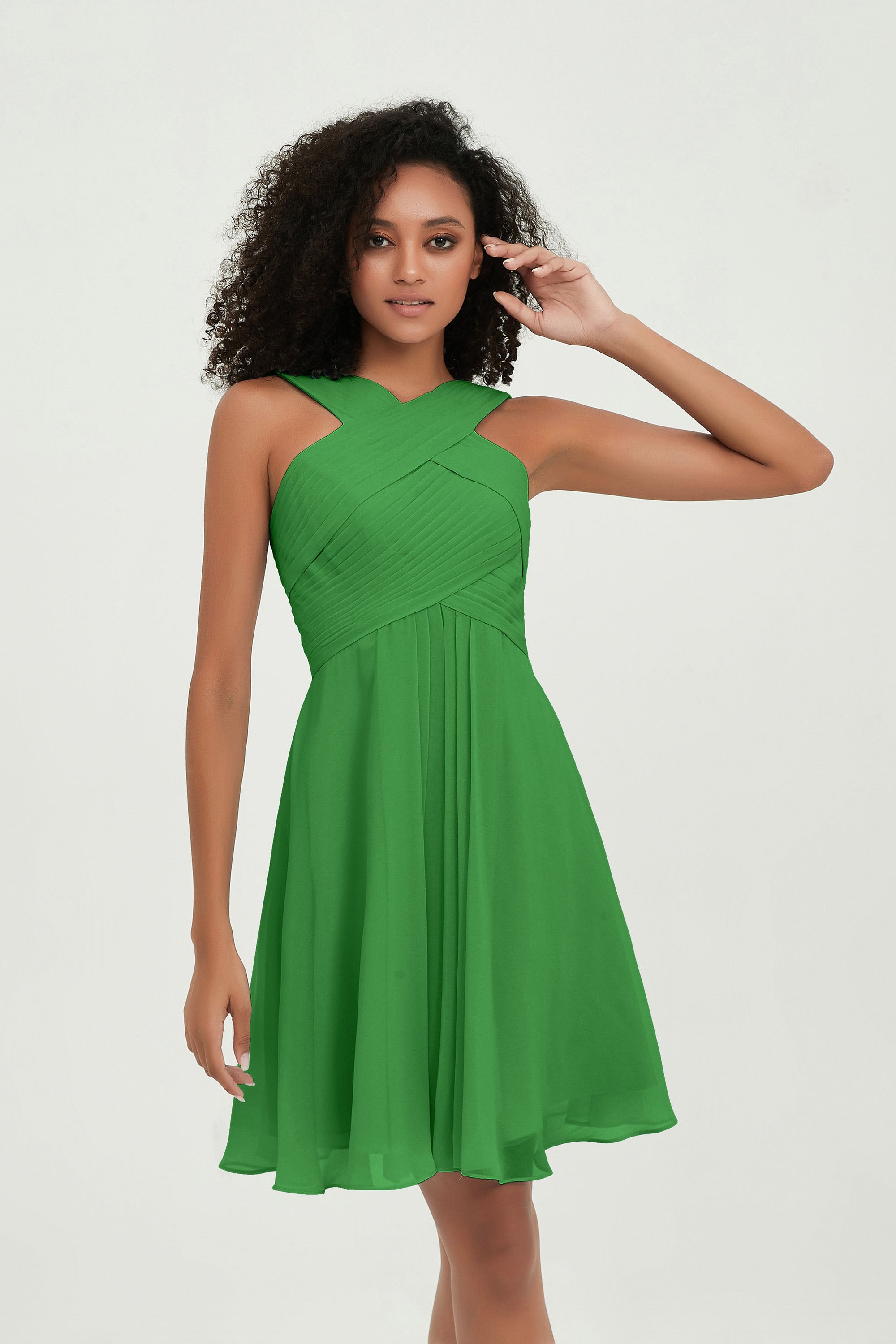 Empire Chiffon Knee Length Junior Bridesmaid Dress Wedding Prom Guest Dresses Gowns