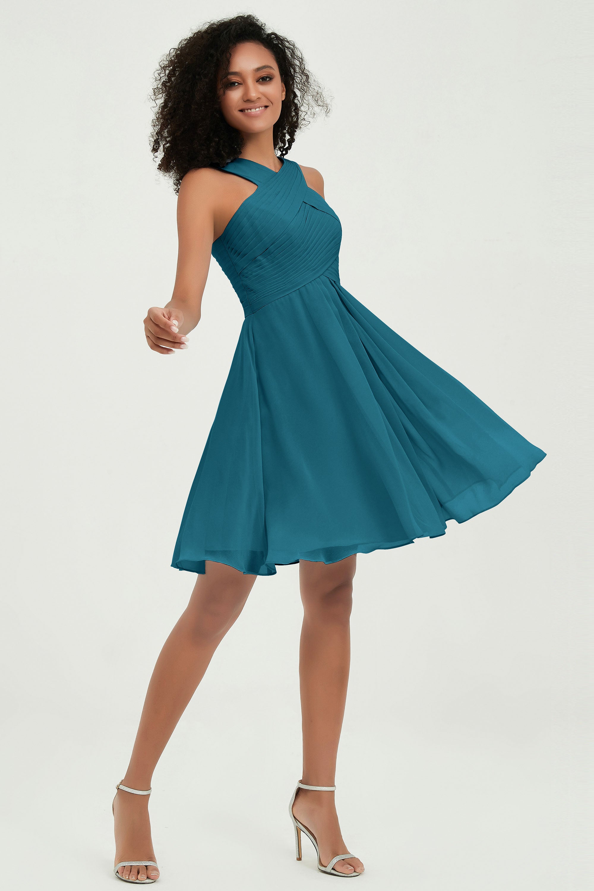 Empire Chiffon Knee Length Junior Bridesmaid Dress Wedding Prom Guest Dresses Gowns