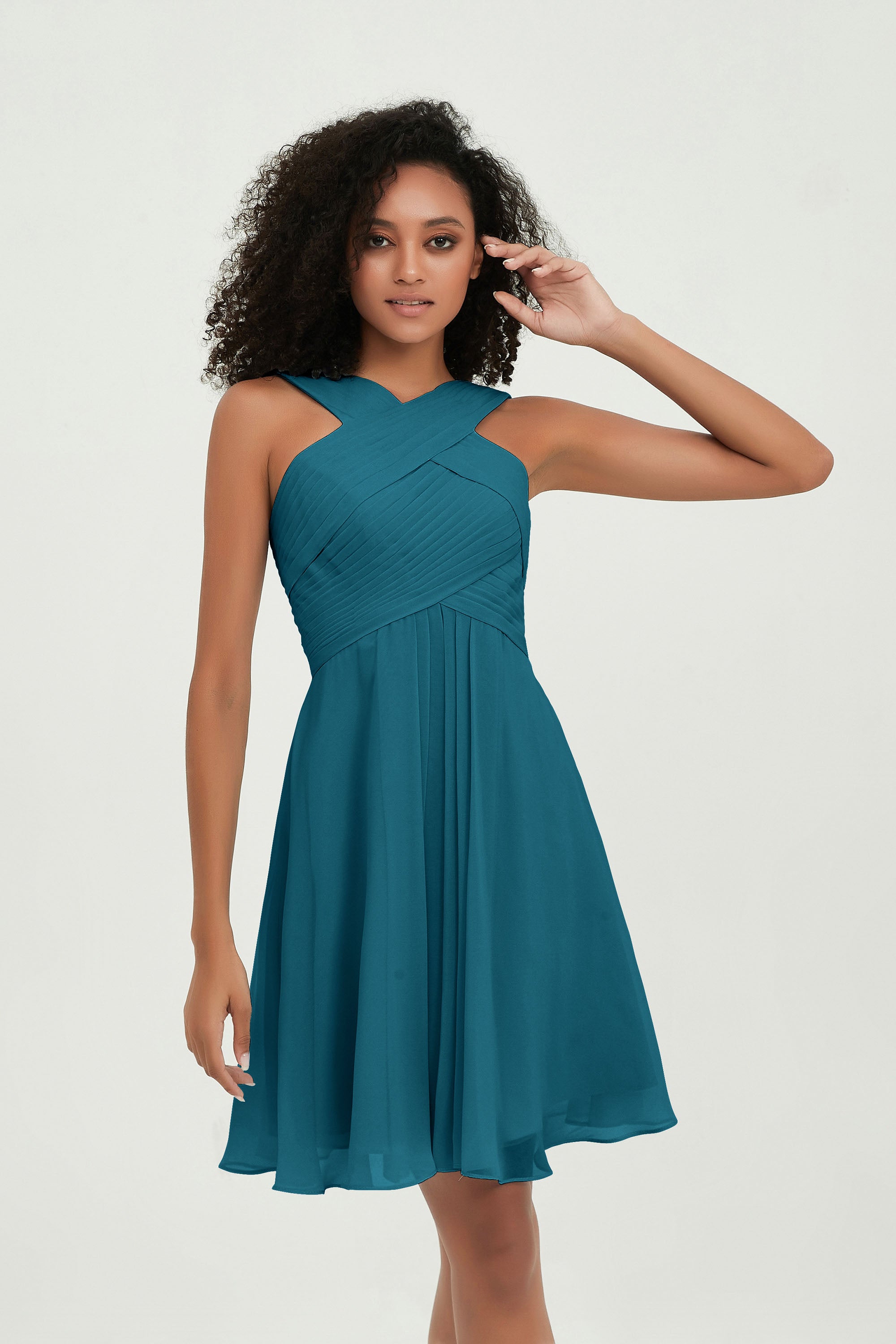 Empire Chiffon Knee Length Junior Bridesmaid Dress Wedding Prom Guest Dresses Gowns