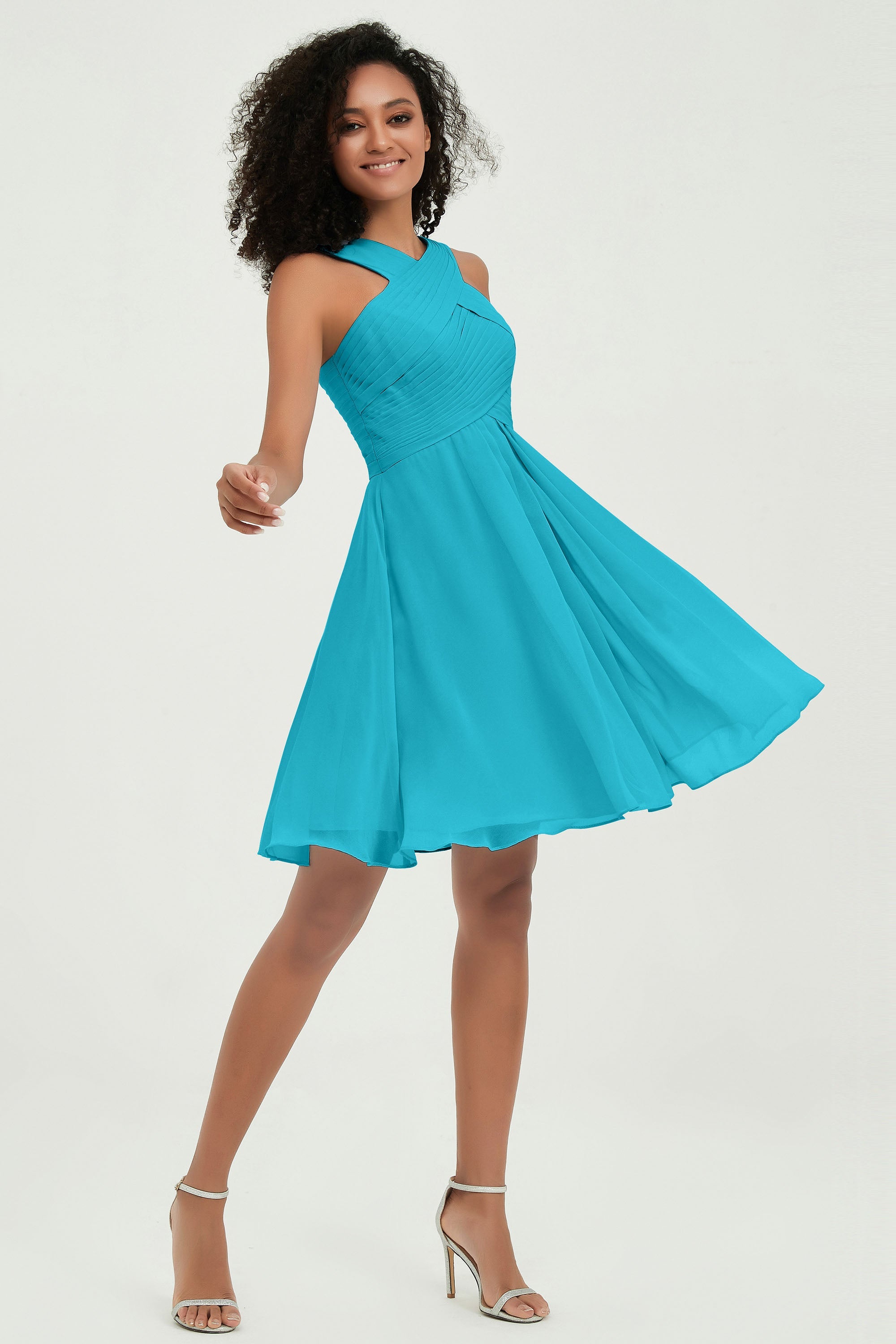 Empire Chiffon Knee Length Junior Bridesmaid Dress Wedding Prom Guest Dresses Gowns