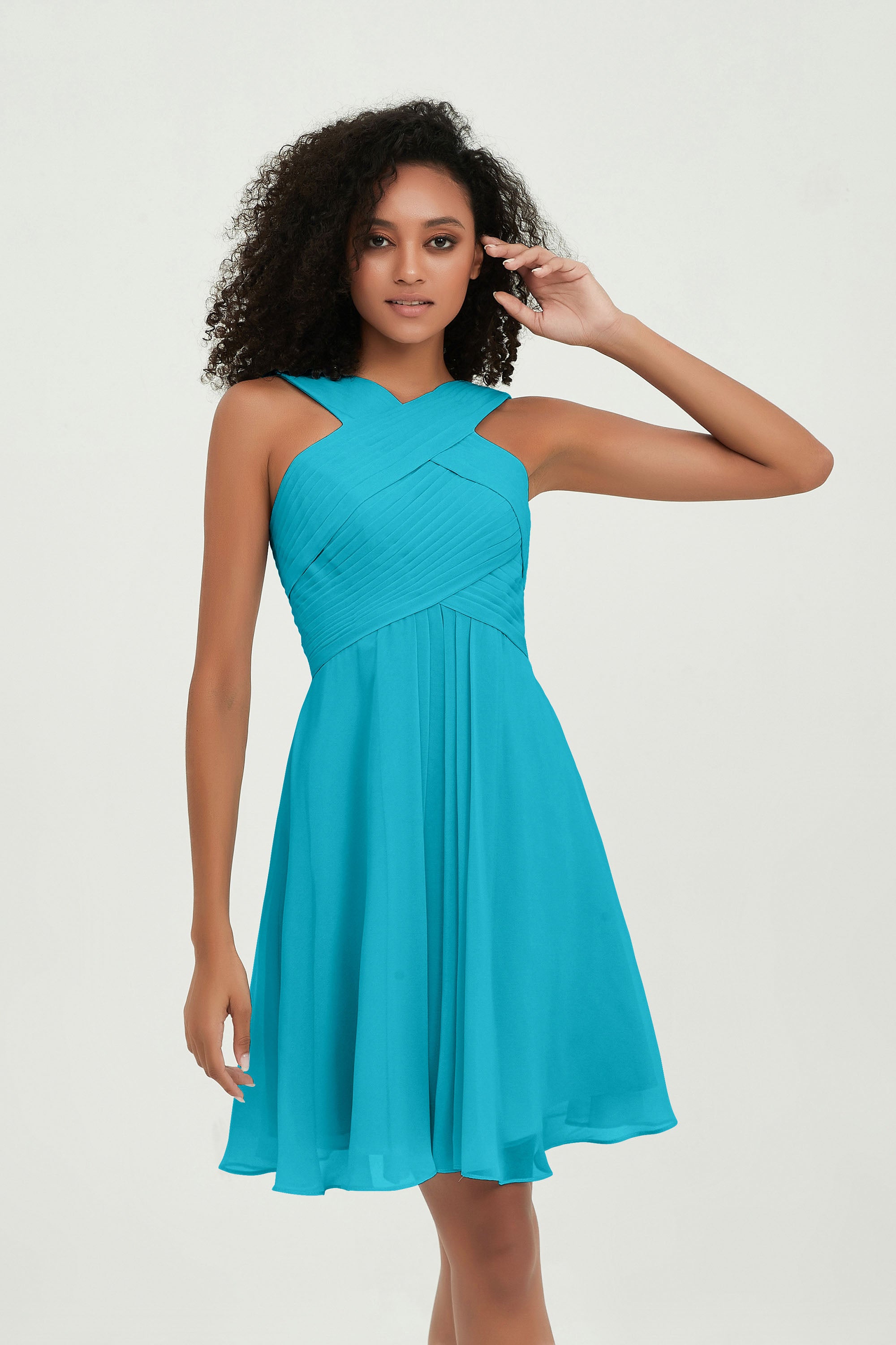 Empire Chiffon Knee Length Junior Bridesmaid Dress Wedding Prom Guest Dresses Gowns