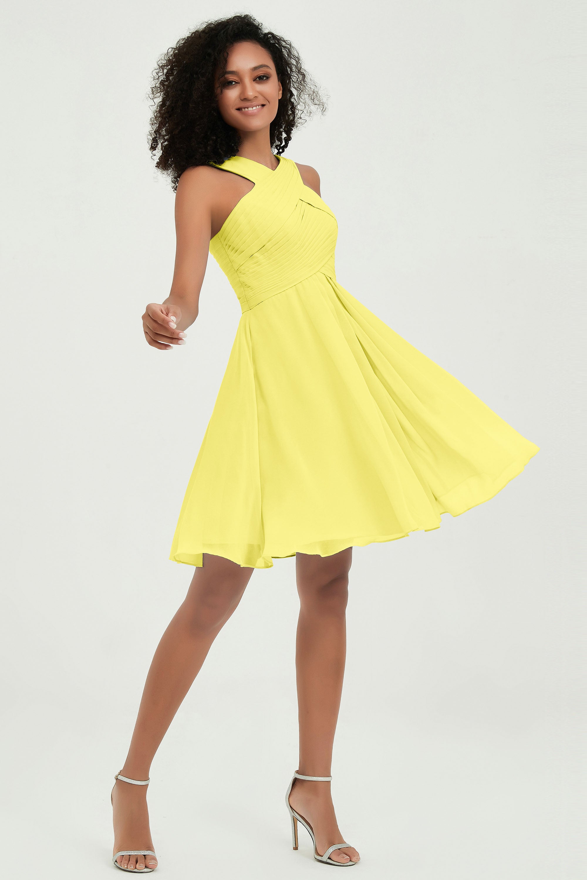Empire Chiffon Knee Length Junior Bridesmaid Dress Wedding Prom Guest Dresses Gowns