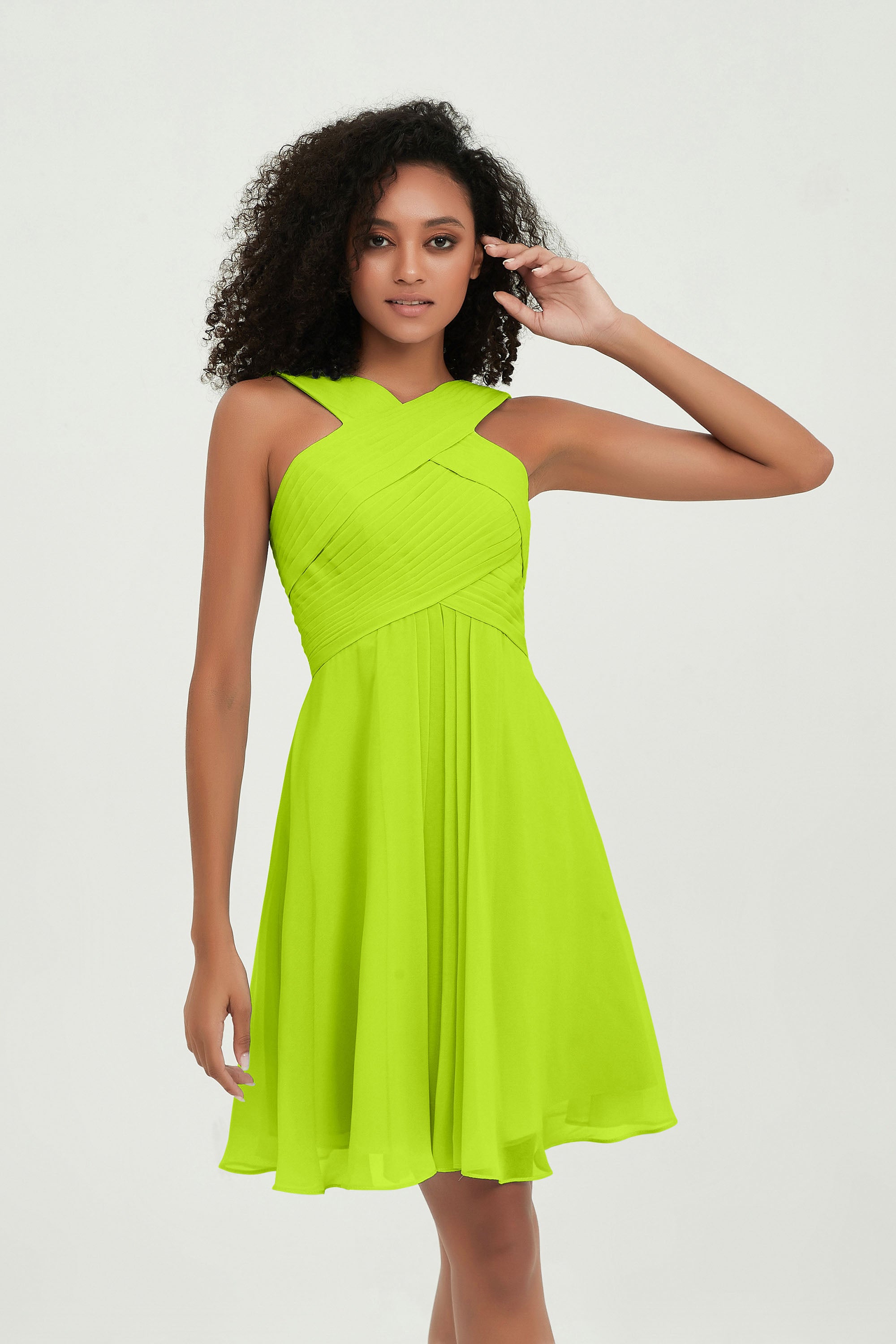 Empire Chiffon Knee Length Junior Bridesmaid Dress Wedding Prom Guest Dresses Gowns