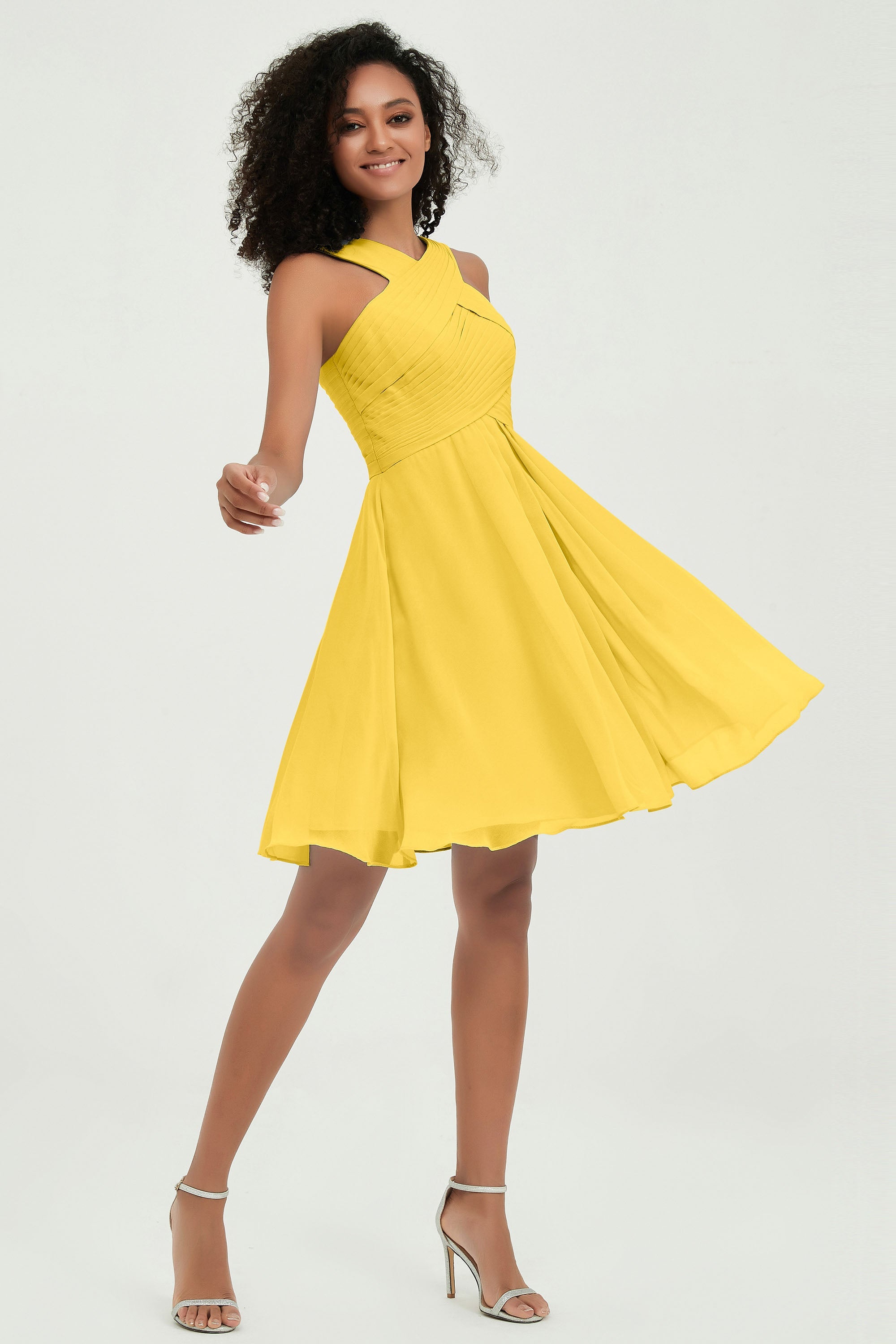 Empire Chiffon Knee Length Junior Bridesmaid Dress Wedding Prom Guest Dresses Gowns