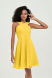Empire Chiffon Knee Length Junior Bridesmaid Dress Wedding Prom Guest Dresses Gowns