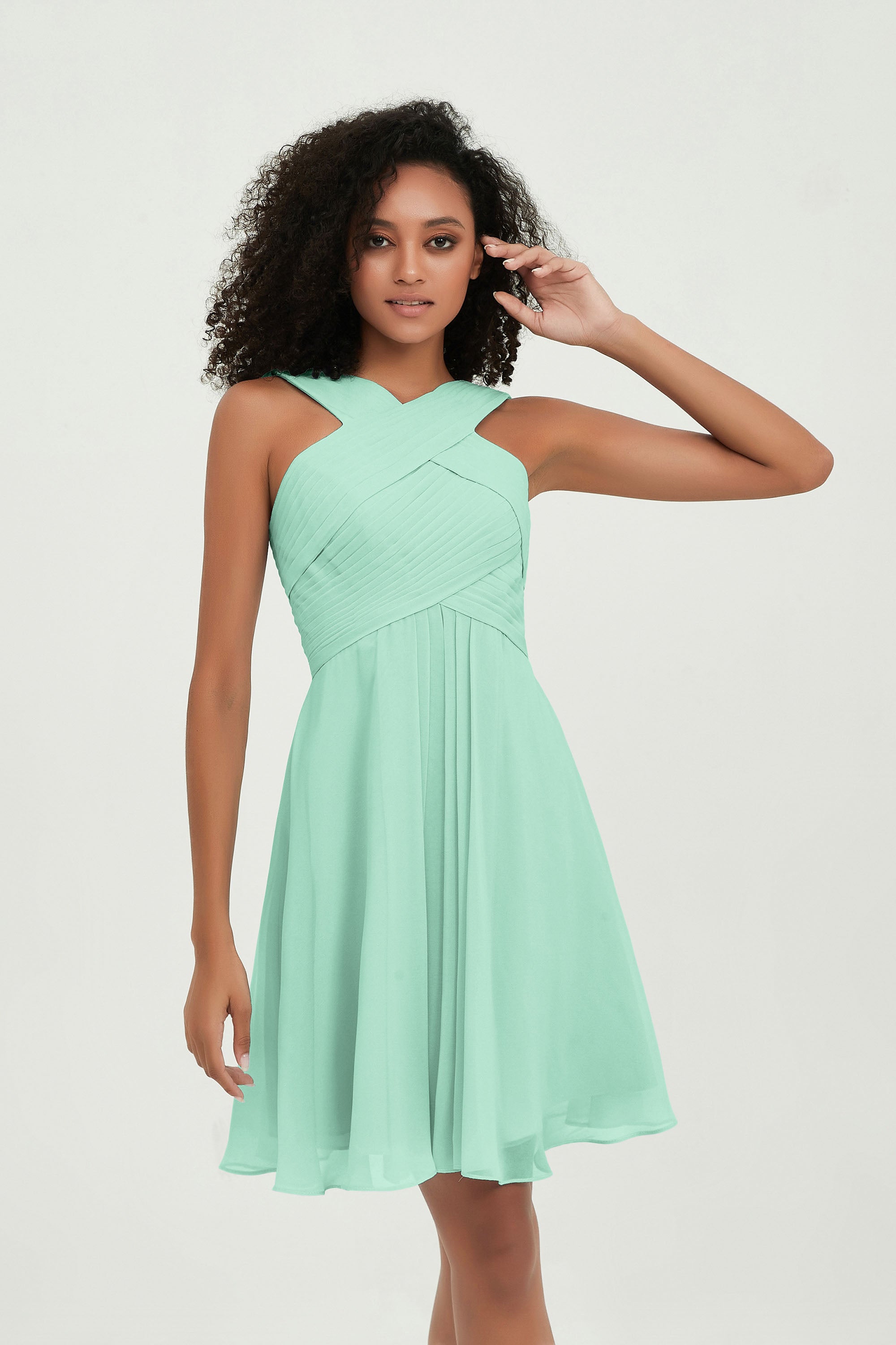 Empire Chiffon Knee Length Junior Bridesmaid Dress Wedding Prom Guest Dresses Gowns