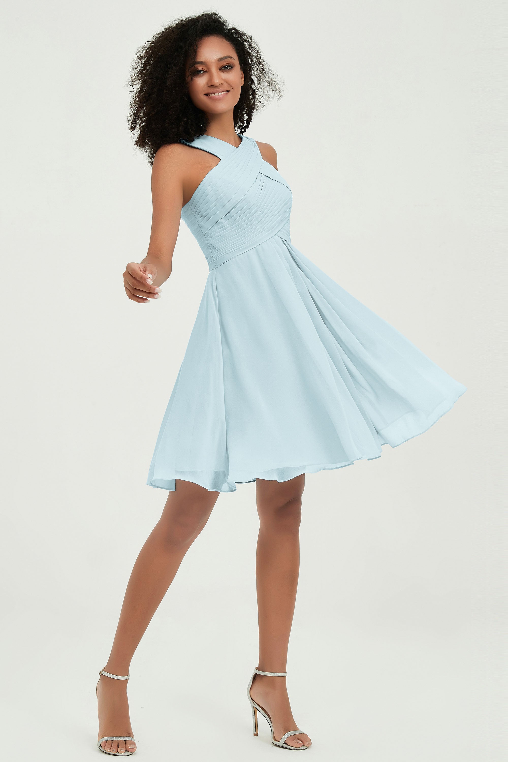 Empire Chiffon Knee Length Junior Bridesmaid Dress Wedding Prom Guest Dresses Gowns