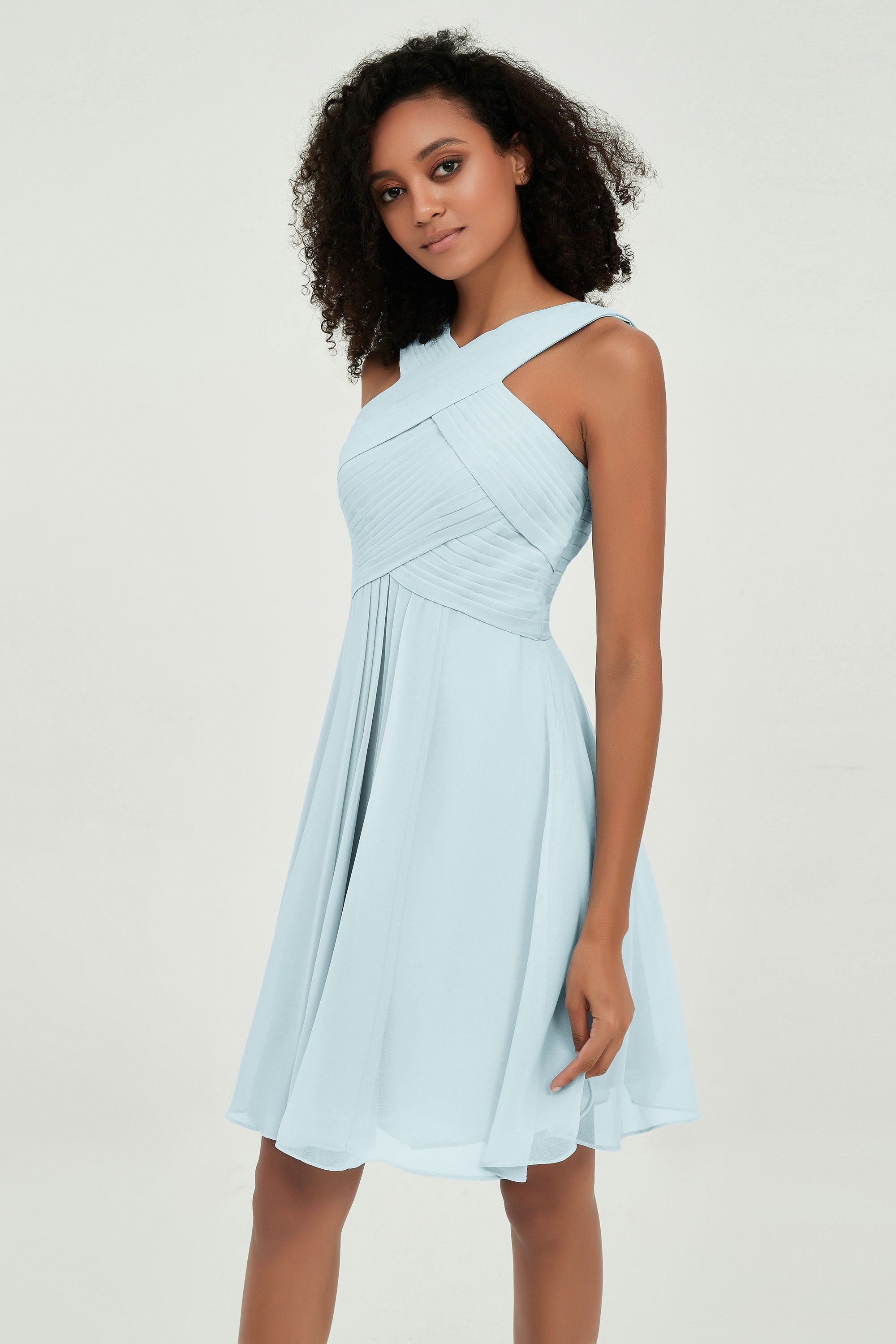 Empire Chiffon Knee Length Junior Bridesmaid Dress Wedding Prom Guest Dresses Gowns