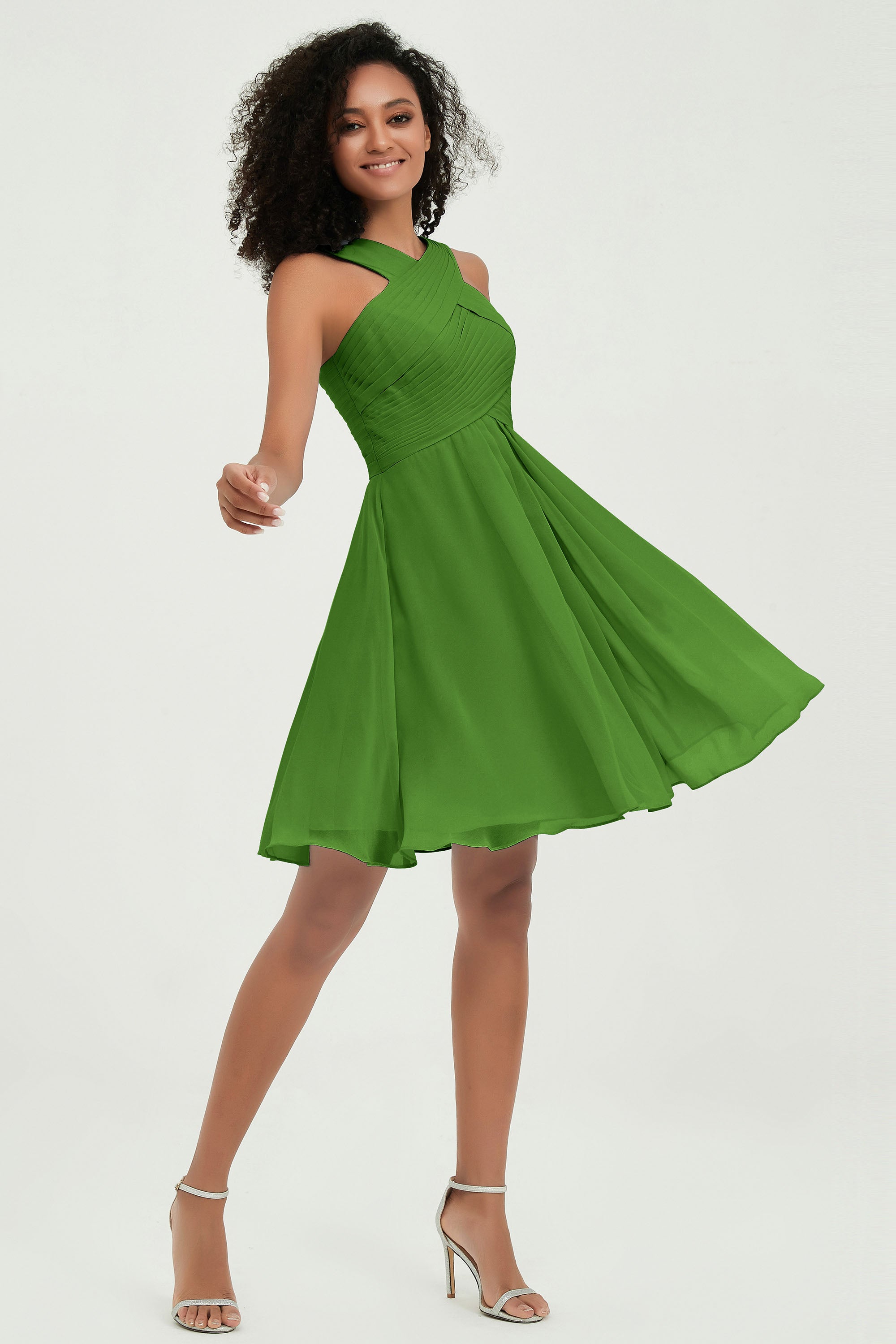 Empire Chiffon Knee Length Junior Bridesmaid Dress Wedding Prom Guest Dresses Gowns