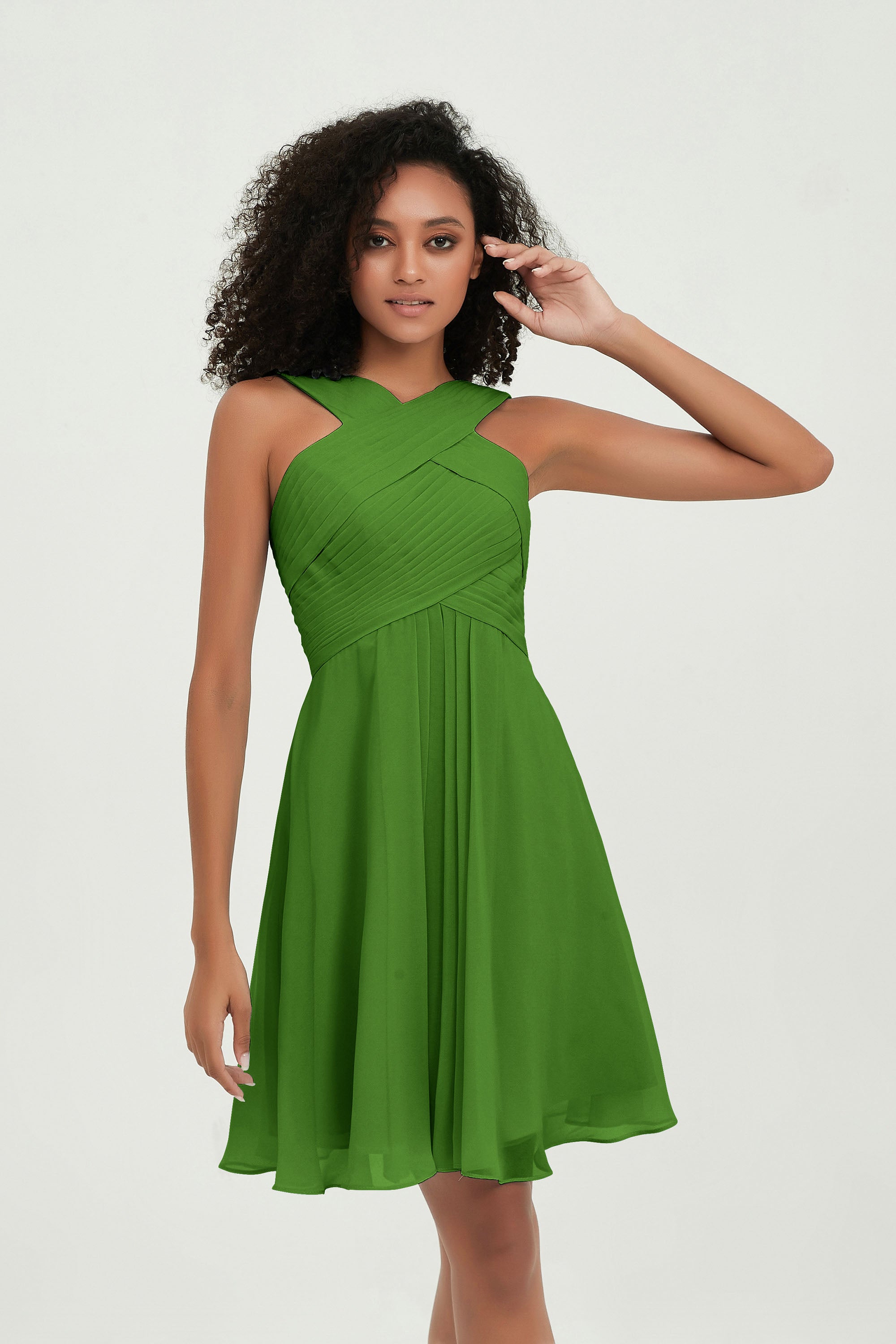 Empire Chiffon Knee Length Junior Bridesmaid Dress Wedding Prom Guest Dresses Gowns