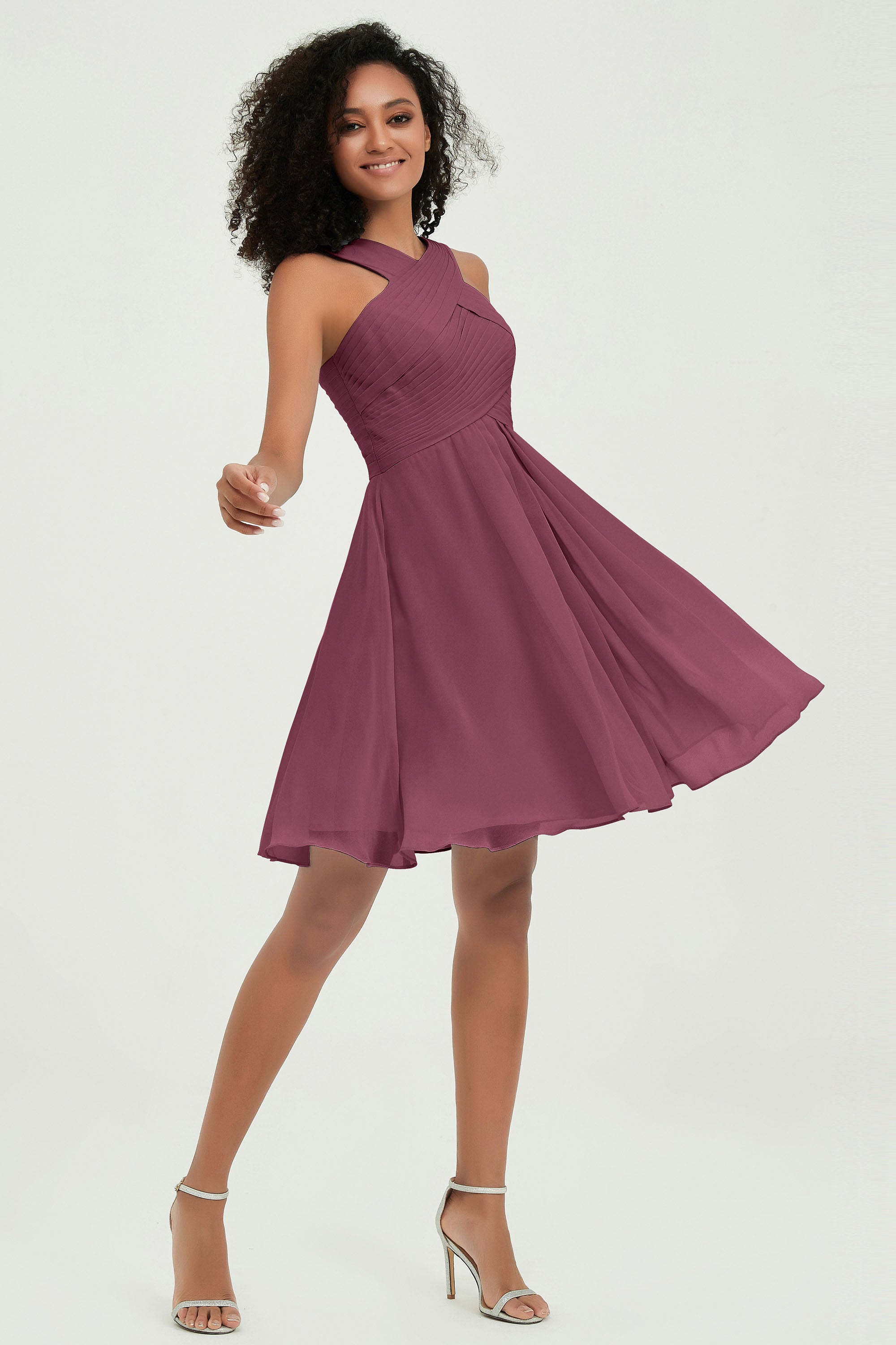 Empire Chiffon Knee Length Junior Bridesmaid Dress Wedding Prom Guest Dresses Gowns